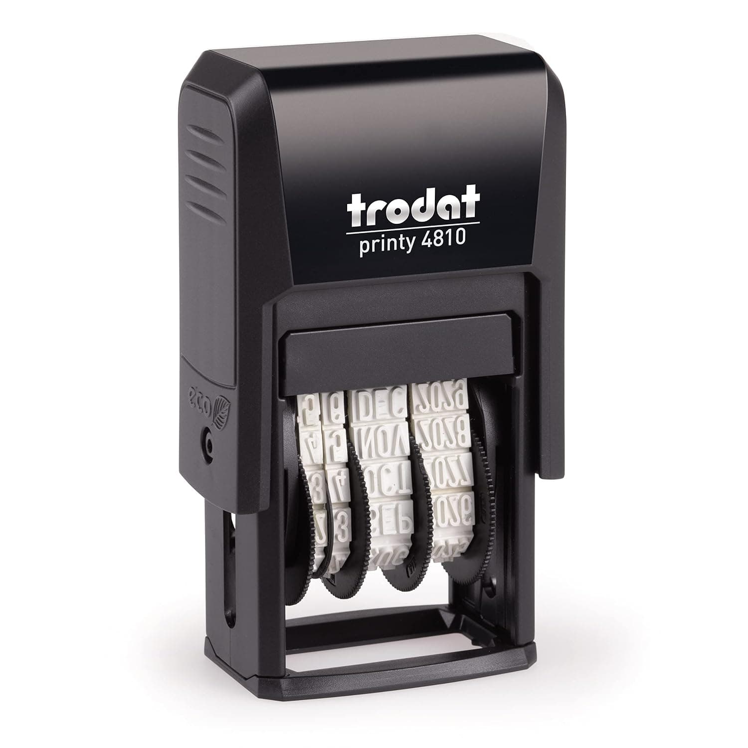 Trodat Printy 4810 Date Stamp, Month in Letters, 3.8 mm, German, Imprint Color Black, 20 x 4 mm | Office stamp, imprint size 21 x 3.8 mm, print black, self-inking, indelible, archivable, font height date 3.8 mm