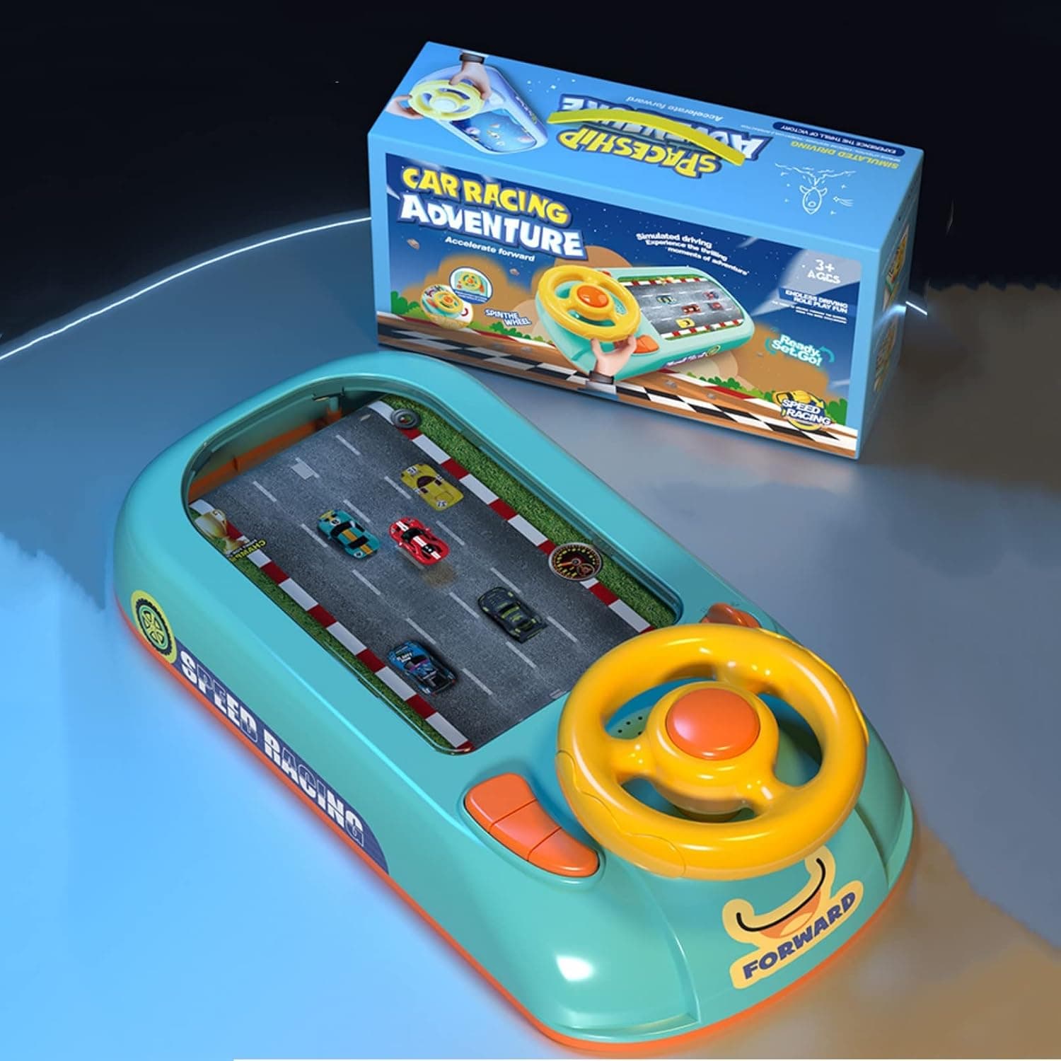Andanna Baby Musical Steering Wheel Toy, Toddler Simulated Driving Racing Car Game with Sound,Pretend Play Driving Toy for Age 3 4 5 6+Year Old Baby Boys Girls