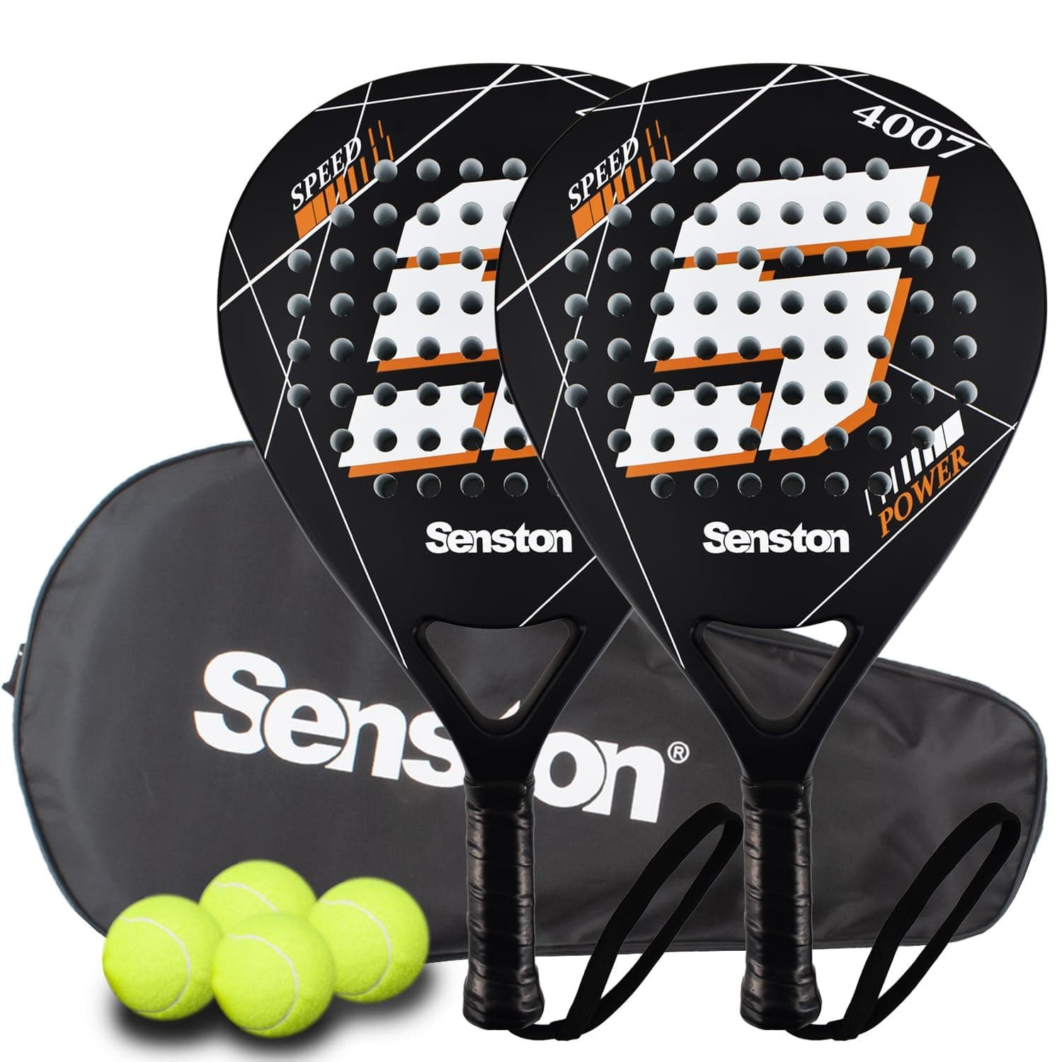 Senston Paddle Tennis Racquets Carbon-Fiber Surface with EVA Memory Flex-Foam Core -Paddle/Beach Tennis Racket with Carry Bag and Balls for Pop Tennis Beach Tennis