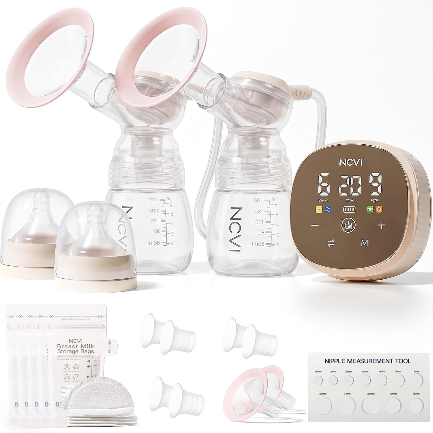 NCVI Double Electric Nursing Pump, Pink