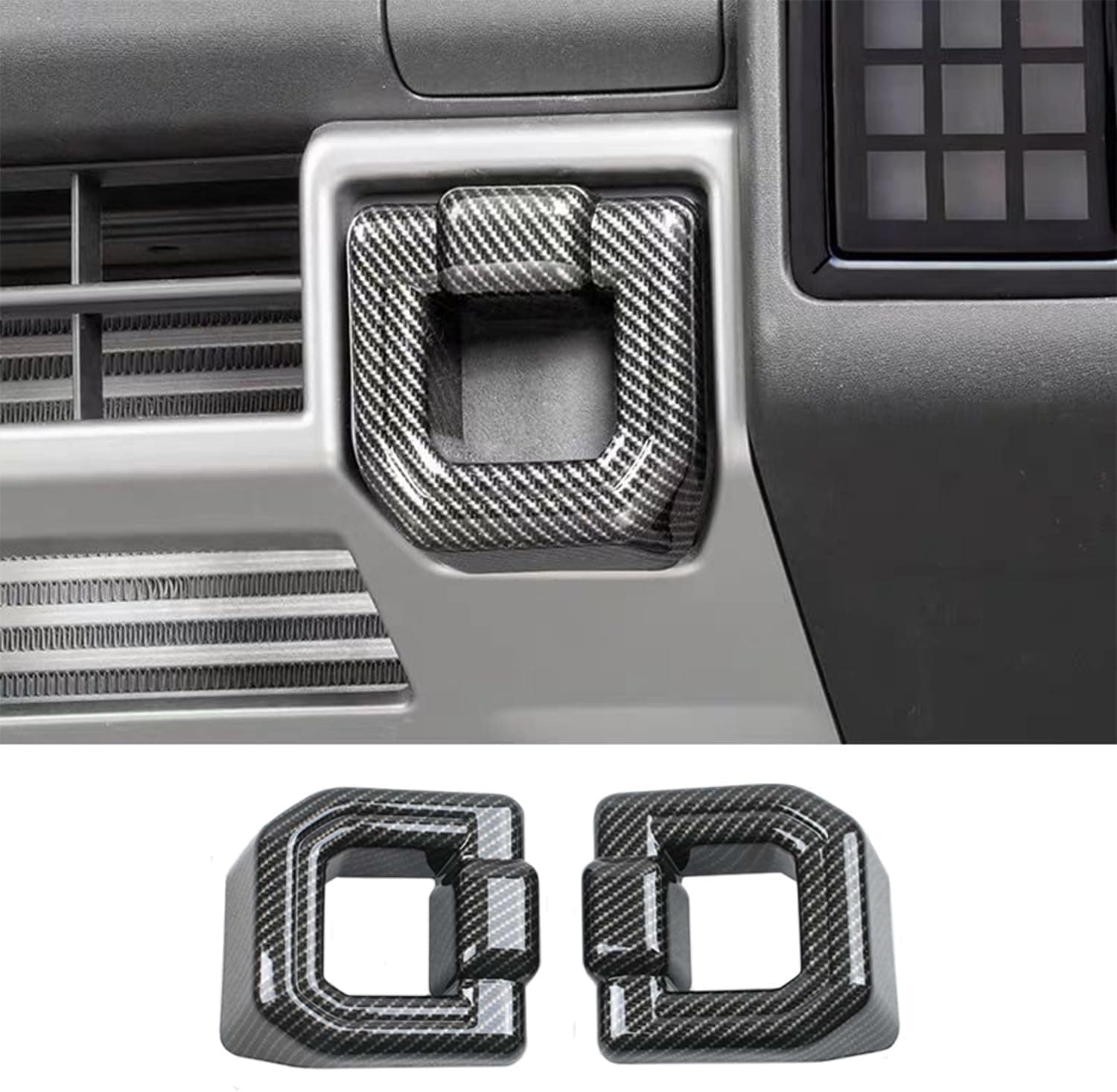 2PCS Carbon Fiber Style Tow Hook Covers Compatible with Jetour T2 2026 Exterior Accessories, Front Bumper Tow Hook Protectors