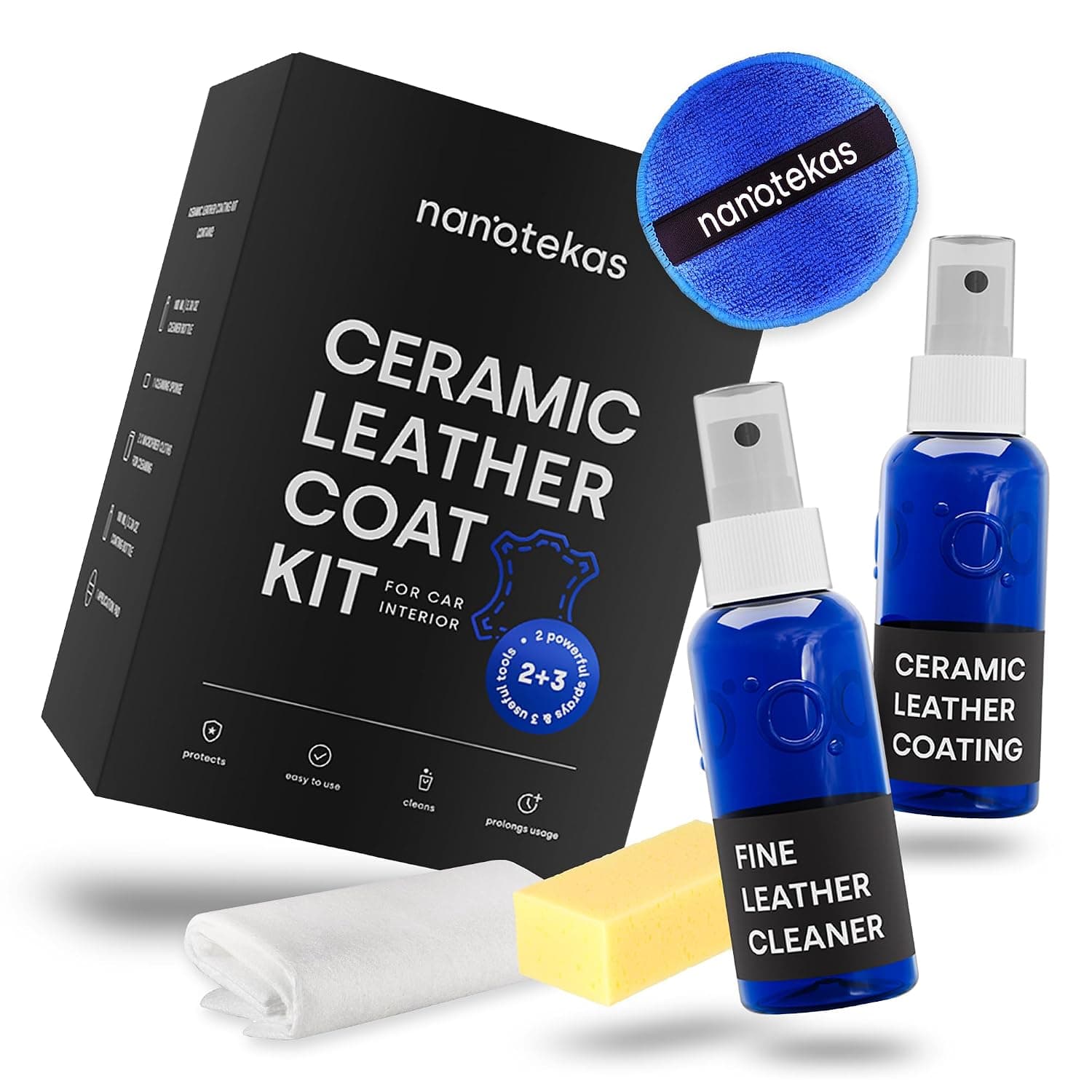 Professional Leather Ceramic Coating Kit – Leather Cleaner & Coating for Car Interior, Furniture, Shoes and Apparel, for All Leather Colors, Nano Technology Car Leather Cleaner & Protector