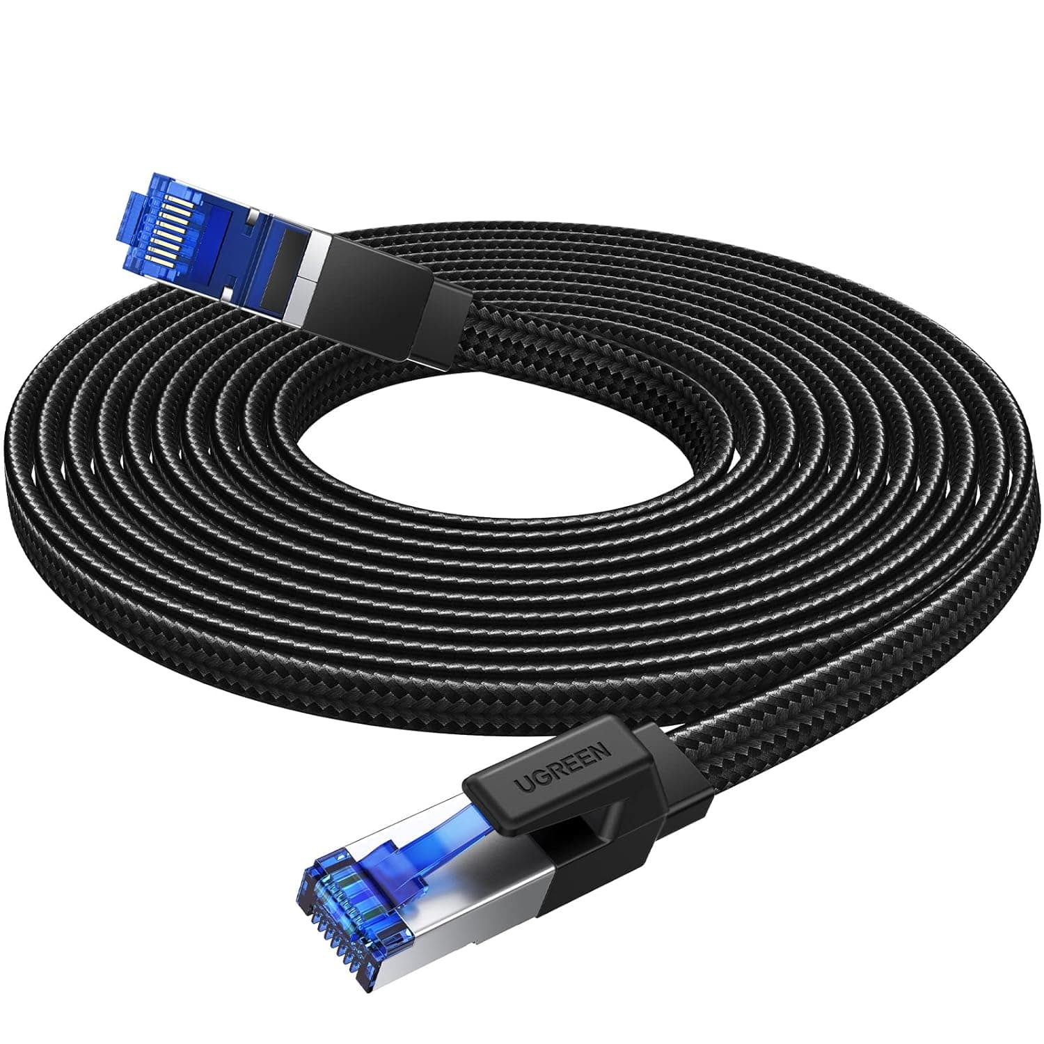 UGREEN Ethernet Cable 1M Cat 8 Internet Network Cable Flat Braided Shielded 40Gbps 2000MHz RJ45 Cord Compatible with Router Modem Xbox Gaming Switch PS5 PS4 PC TV Mac Laptop