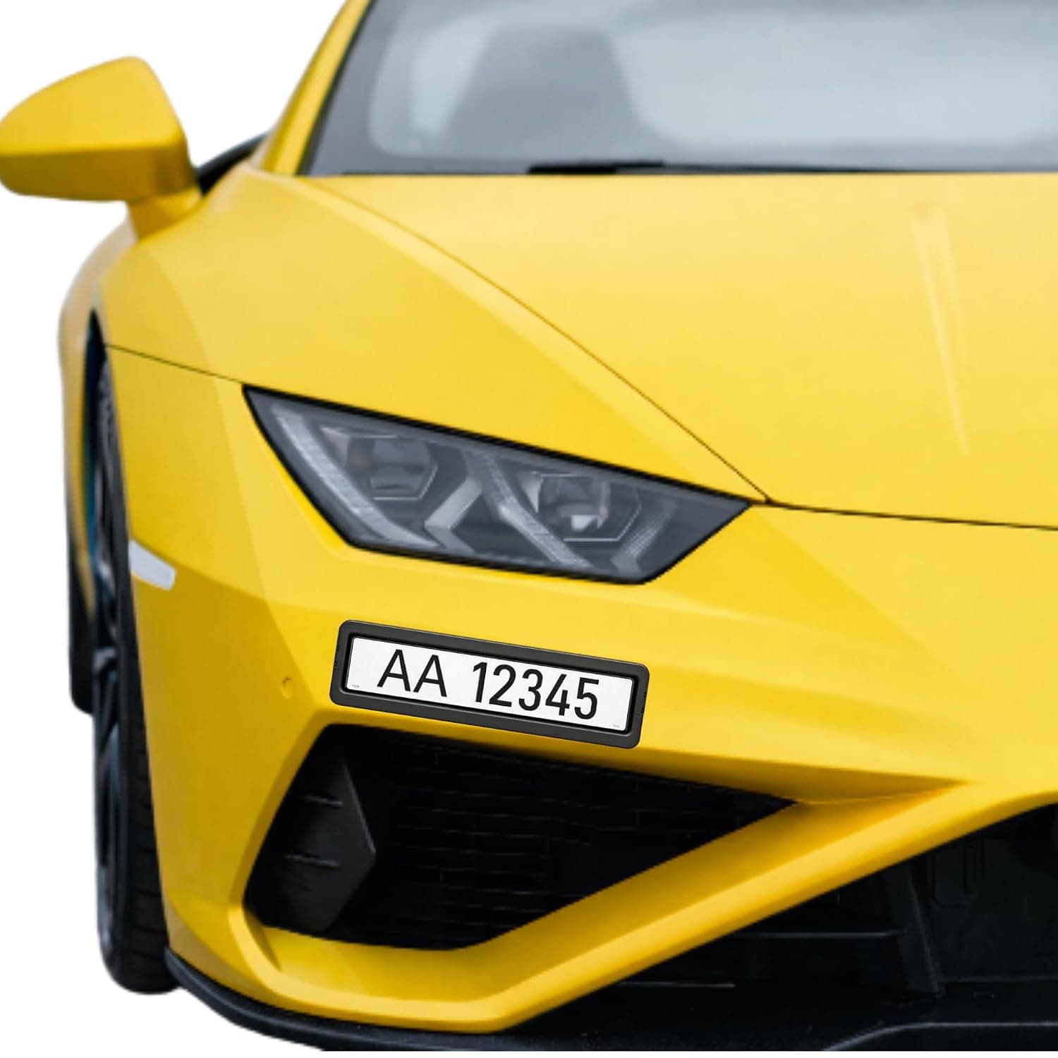 Car Number Plate Side Mount Frame 31x10cm Luxury Sport Mini License Plate Holder 1 Piece Front Bumper UAE Universal Vehicle Registration Plate Bracket Black ABS for Dubai Abu Dhabi Sharjah..