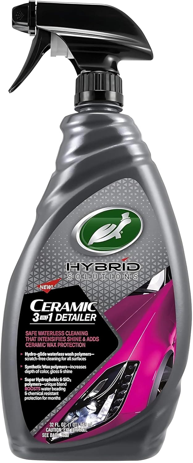 Turtle Wax Hybrid Solutions Ceramic 3-in-1 Detailer, Waterless Car Detailing Spray, 946ml, Fruity Scent, Acts as a Car Wash, Ceramic Coating, Car Polish & Wax, Leaving a Long Lasting Shine Made in USA