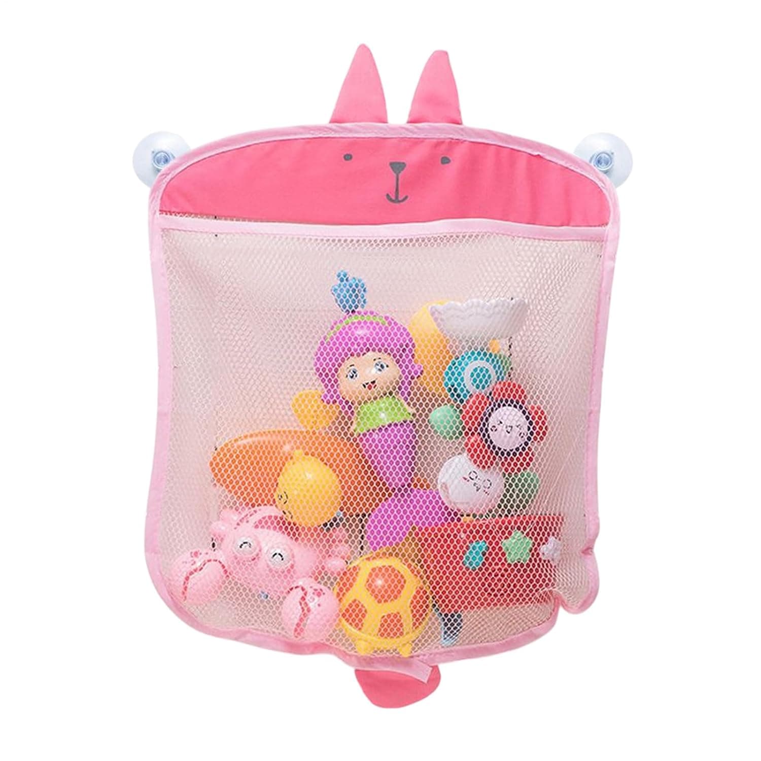 Bathroom Toy Storage Net Suction Cup Mesh Organizer for Bath Toys | Mesh Bag Basket Drain for Kids Bathroom Swimming Kitchen Dorm Train Cupboard Closet Living Room Home Toyroom