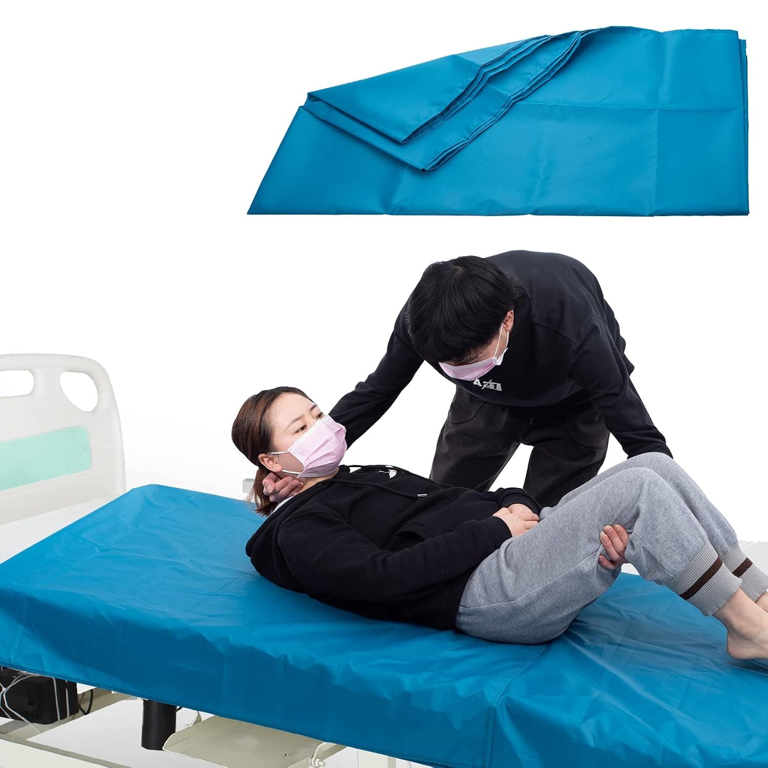 [LOSCHEN] Tubular Slide Sheet for Patient Transfer, Sliding Draw Sheets to Assist Moving Elderly - for Cars, Vehicles, Wheelchairs and Bed Transfers - Hospitals & Home Care (39"x79"(100x200cm), Blue)