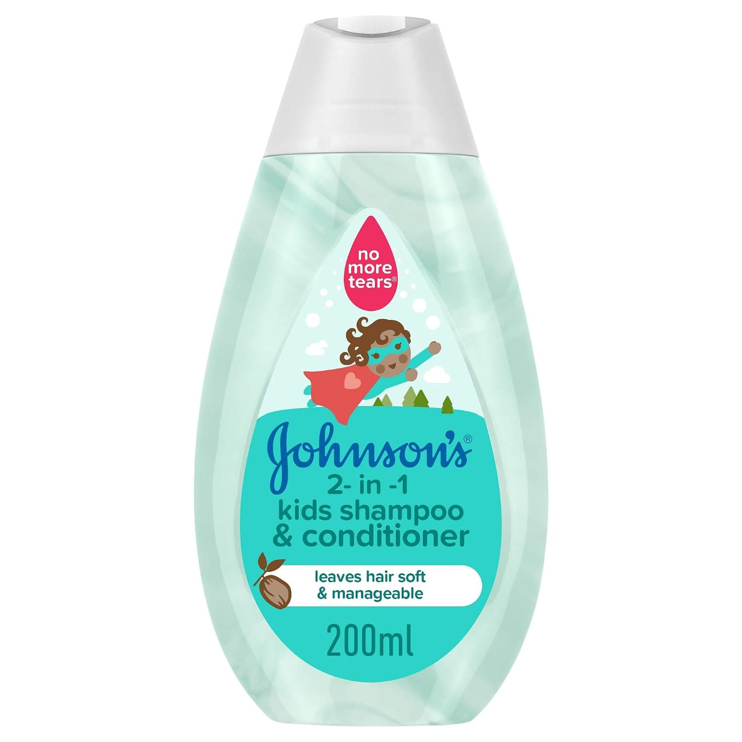 Johnson's Baby 2-In-1 Kids Bath, Shampoo & Conditioner. NO MORE TEARS formula, gently cleanses toddlers’ and kids’ hair to keep it soft, smooth and healthy, 200ml