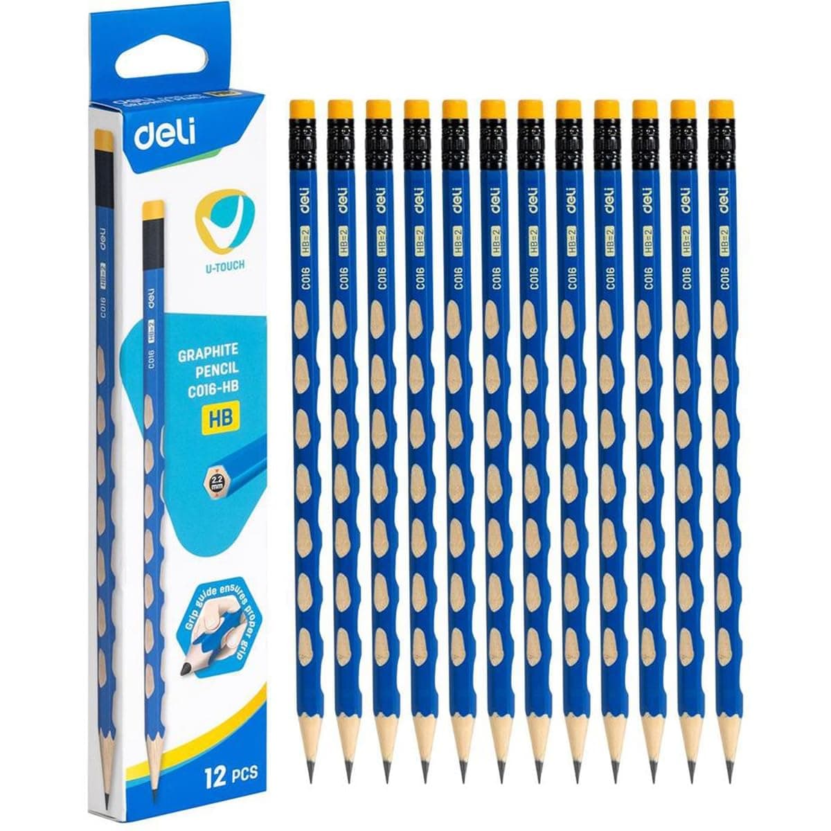 Deli EC016-HB Graphite Pencil 12-Pieces Set, Blue
