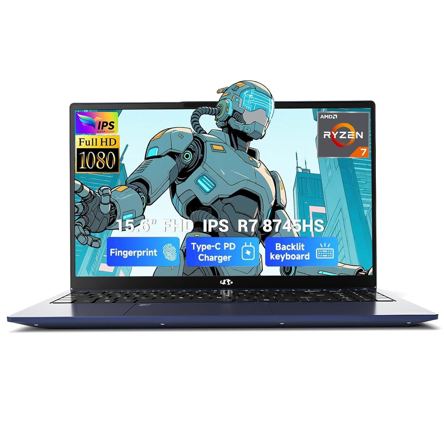 NIMO 15.6" IPS FHD-Gaming-Laptop-Computer, Ryzen 7 8745HS 16GB DDR5 RAM 512GB SSD Radeon 780M-Graphics (8C/16T, up to 4.9GHz Beat R9 7940HS) 100W Type-C Backlit Keyboard Fingerprint USB 4.0