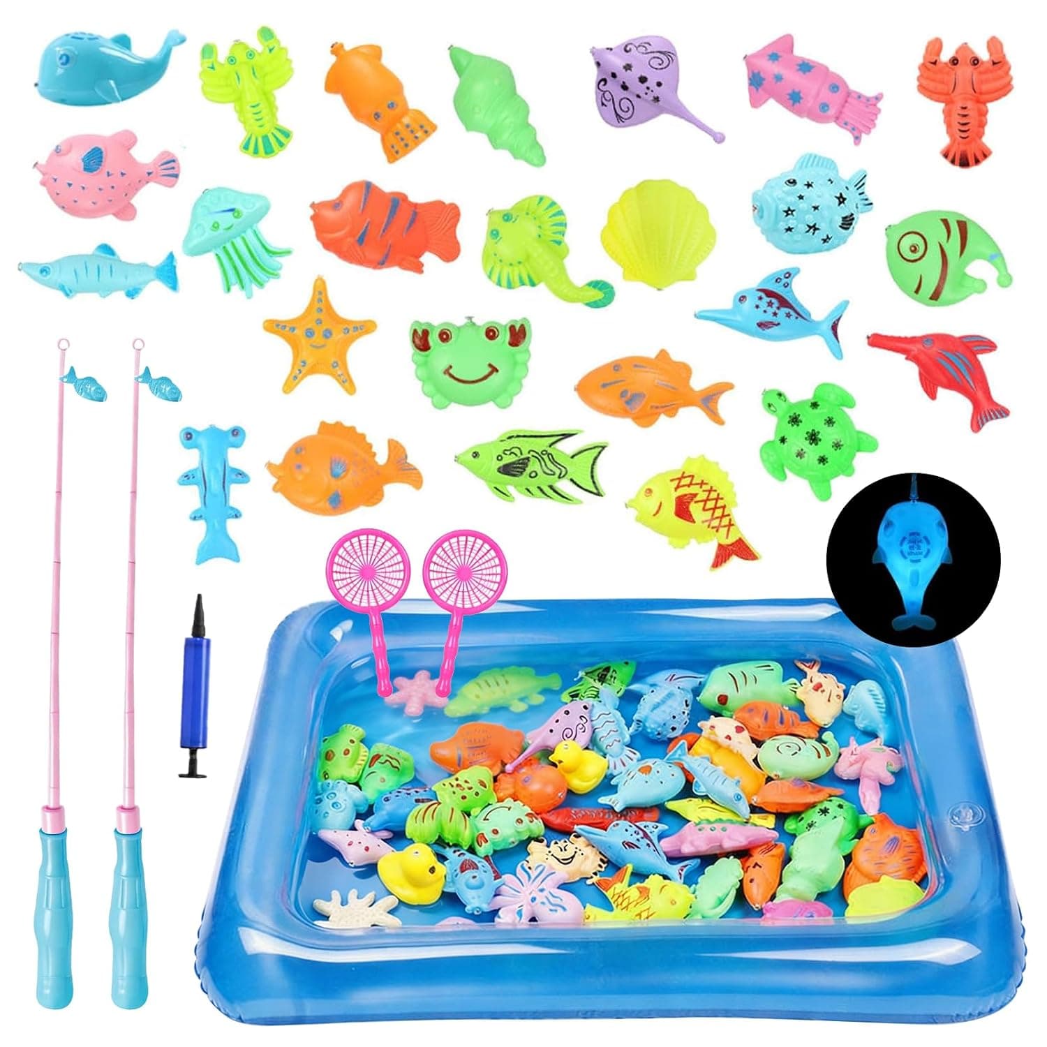 Beauenty Magnetic Fishing Pool Toy Game, Water Toys, Outdoor Fishing Toys, Suitable for Children Aged 3-8 Birthday Gifts, Festival Gifts