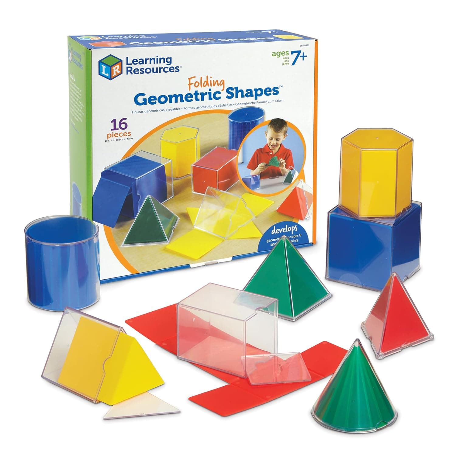 Learning Resources Folding Geometric Shapes - 16 Pieces, Ages 7+ Geometry Accessories, Teacher Aids, Math Helper, Teacher Supplies, Math Games for Kids,Back to School Supplies