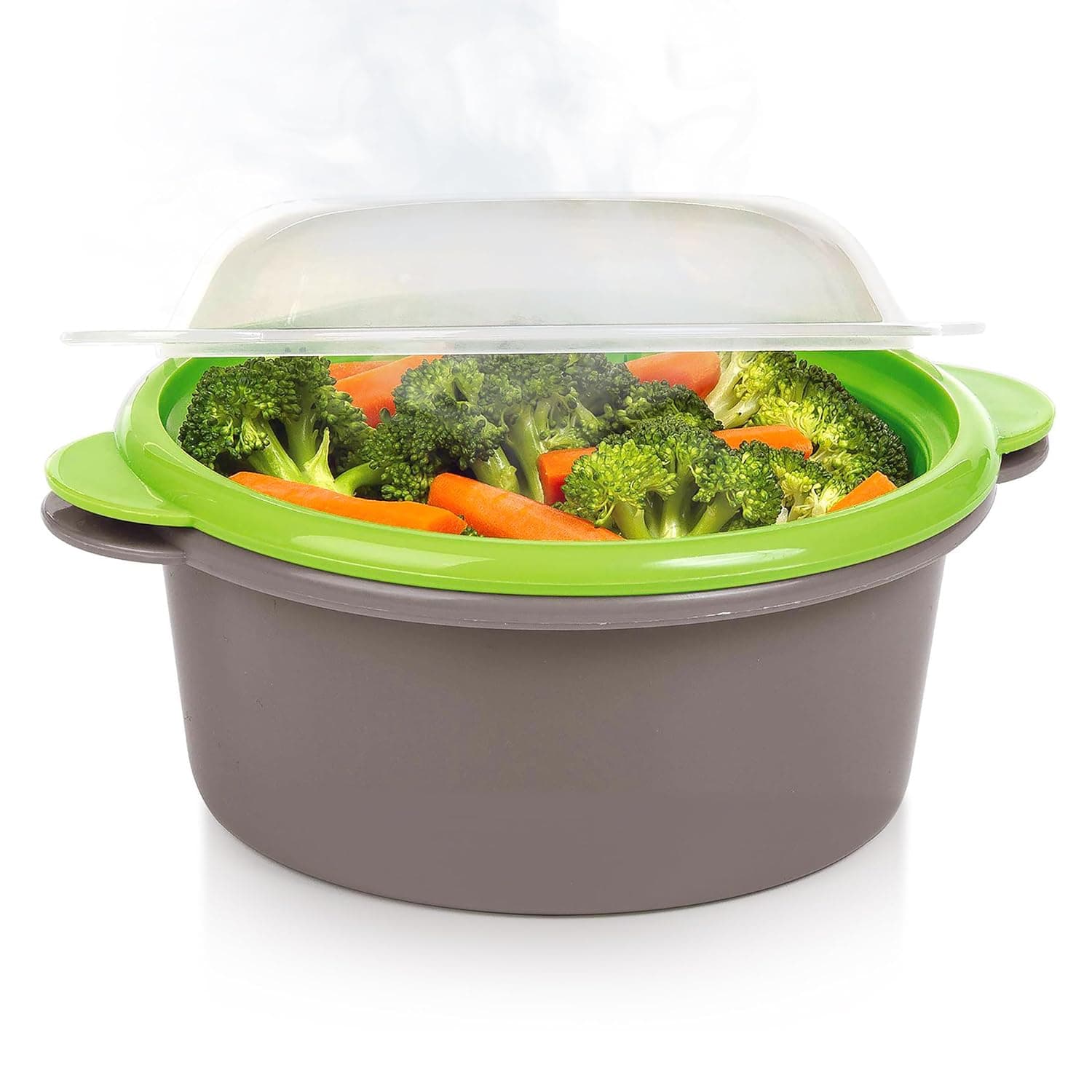 Progressive International Microwave Mini Steamer, Gray | 2-Cup Capacity, Ideal for Preparing a Quick, Healthy Meal for One, Non-Stick Surface, BPA-Free and Dishwasher Safe
