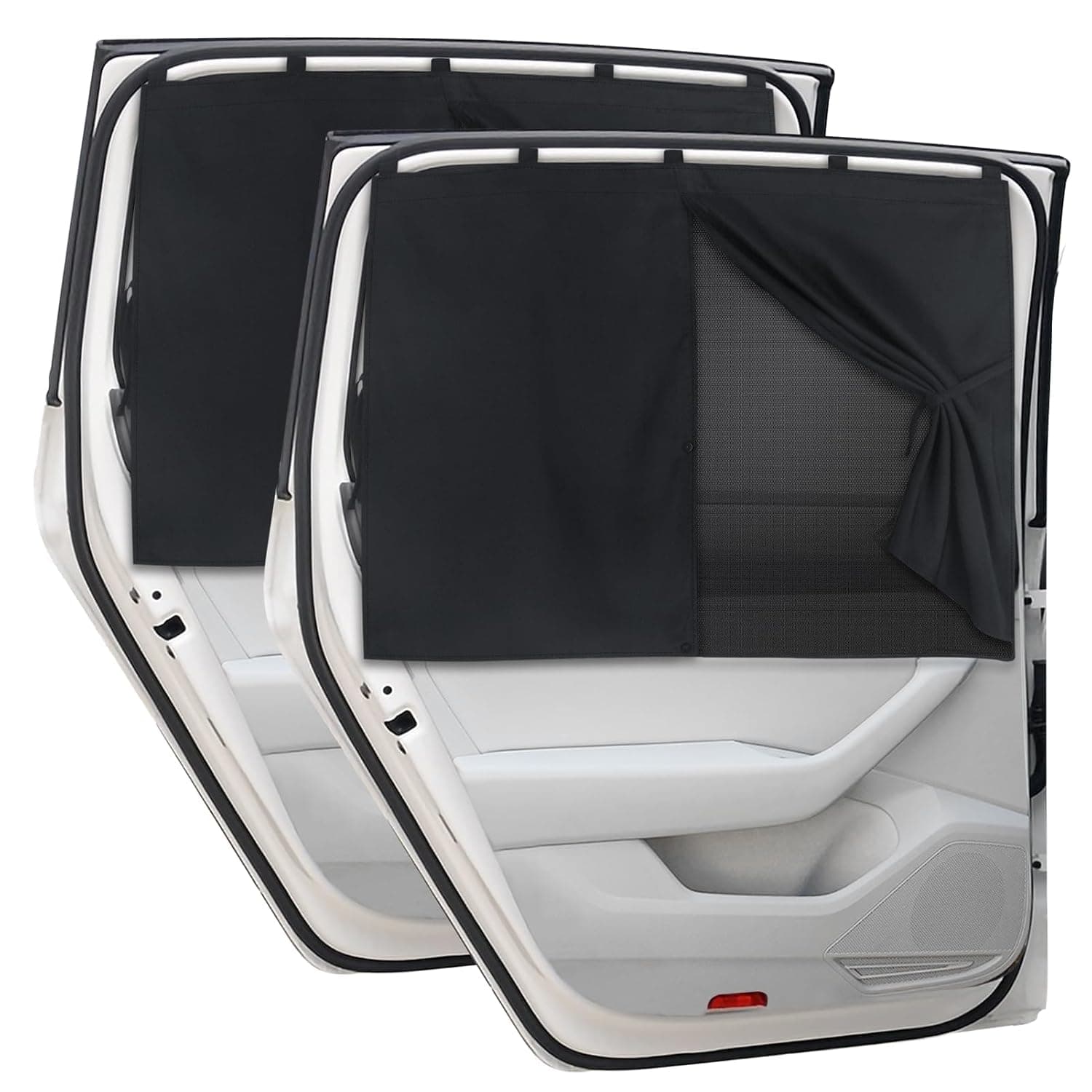 Car Window Shades, 2 PCS Magnetic Double Layer Car Sun Shade for Side Windows, Full Shade/Half Shade Options Black Car Window Curtain for Heat/UV Protection, for Camping Travel(Black-2pcs)