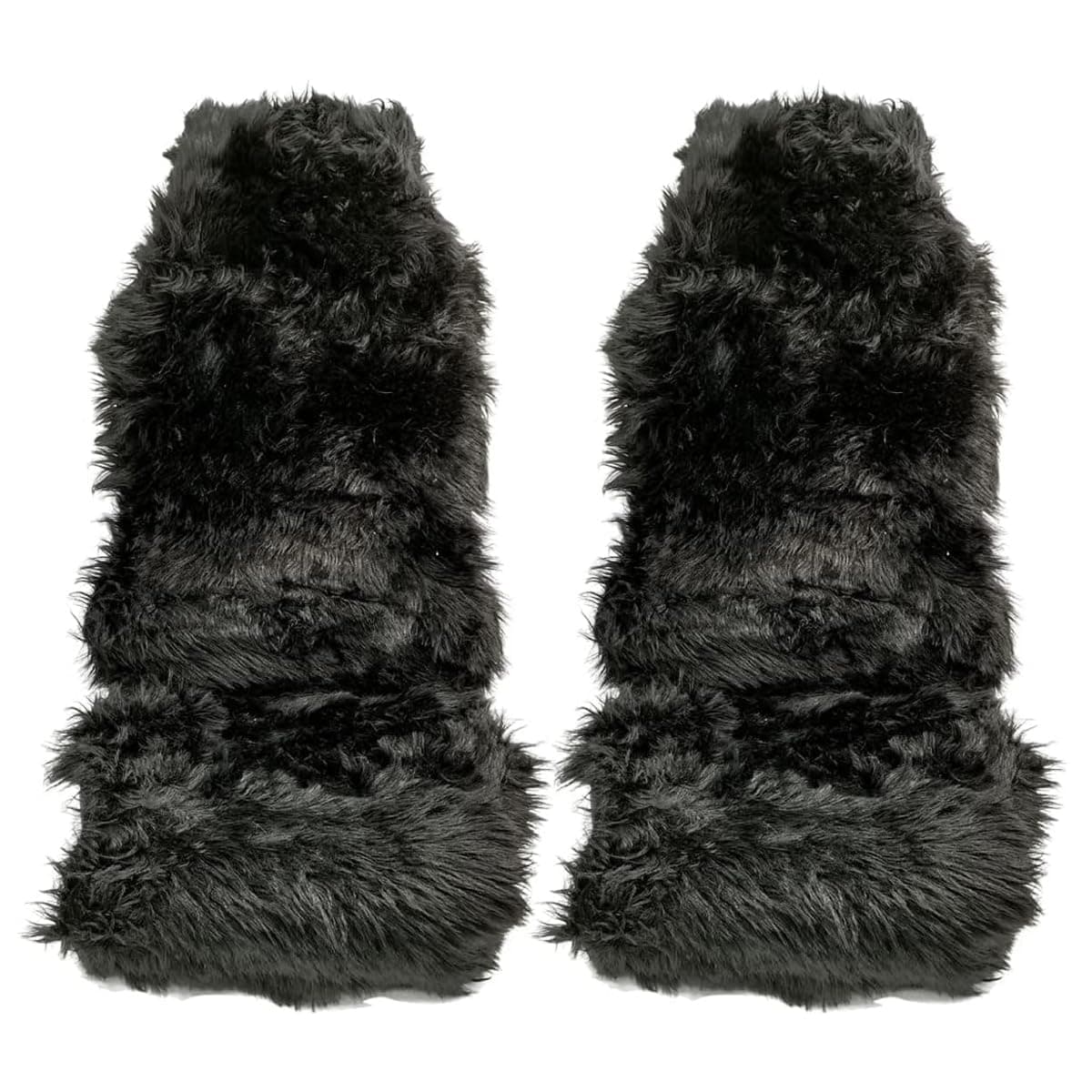 Sheepskin Plush Faux Fur Car Seat Cushion | Cover for Front Seats, Soft Long-Hair Seat Protector, Winter Comfort Sheepskin Seat Pad, Interior Accessory for Cars, SUVs and Trucks (BLACK (2 PCS))