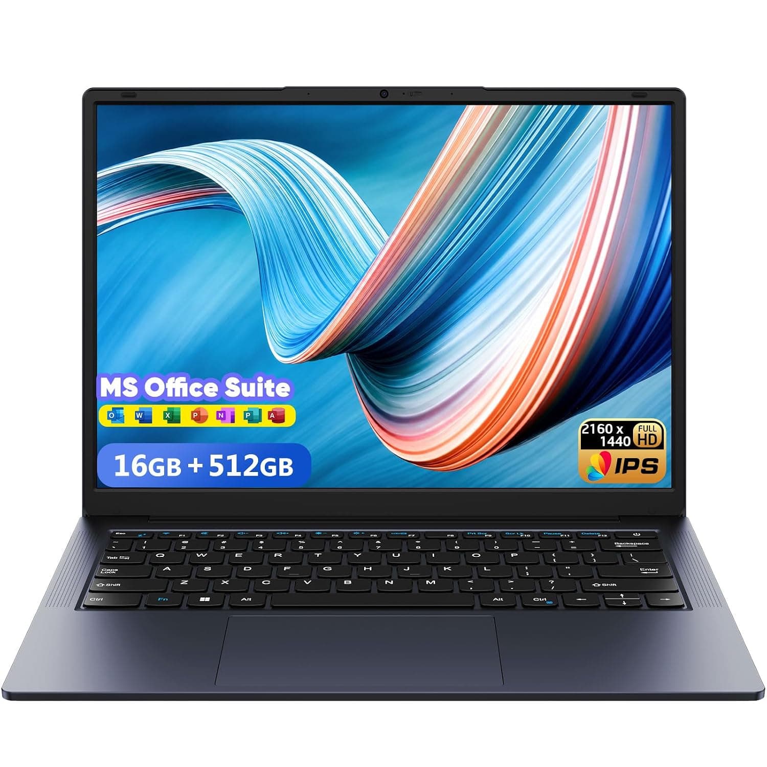 AE86 14.1" Laptop with 2K Screen, 16GB RAM, 512GB SSD, Core Processor, BT5.0 Wi-Fi 5, USB A, Type-C, HDMl, Ultra-Thin and Light Notebook for Business Students