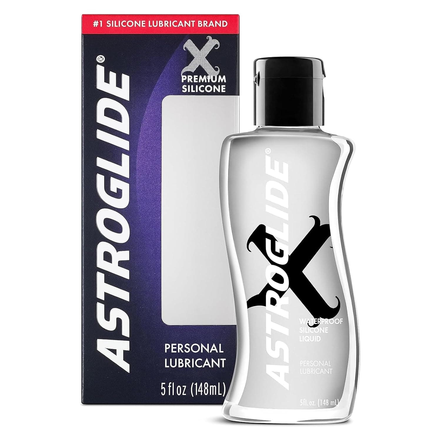 Astroglide X, Premium Waterproof Silicone Personal Lubricant, 5 oz. | Premium silicone long-lasting lubricant. Hyper-slick formula works in and out of water. Hypoallergenic, non-irritating.