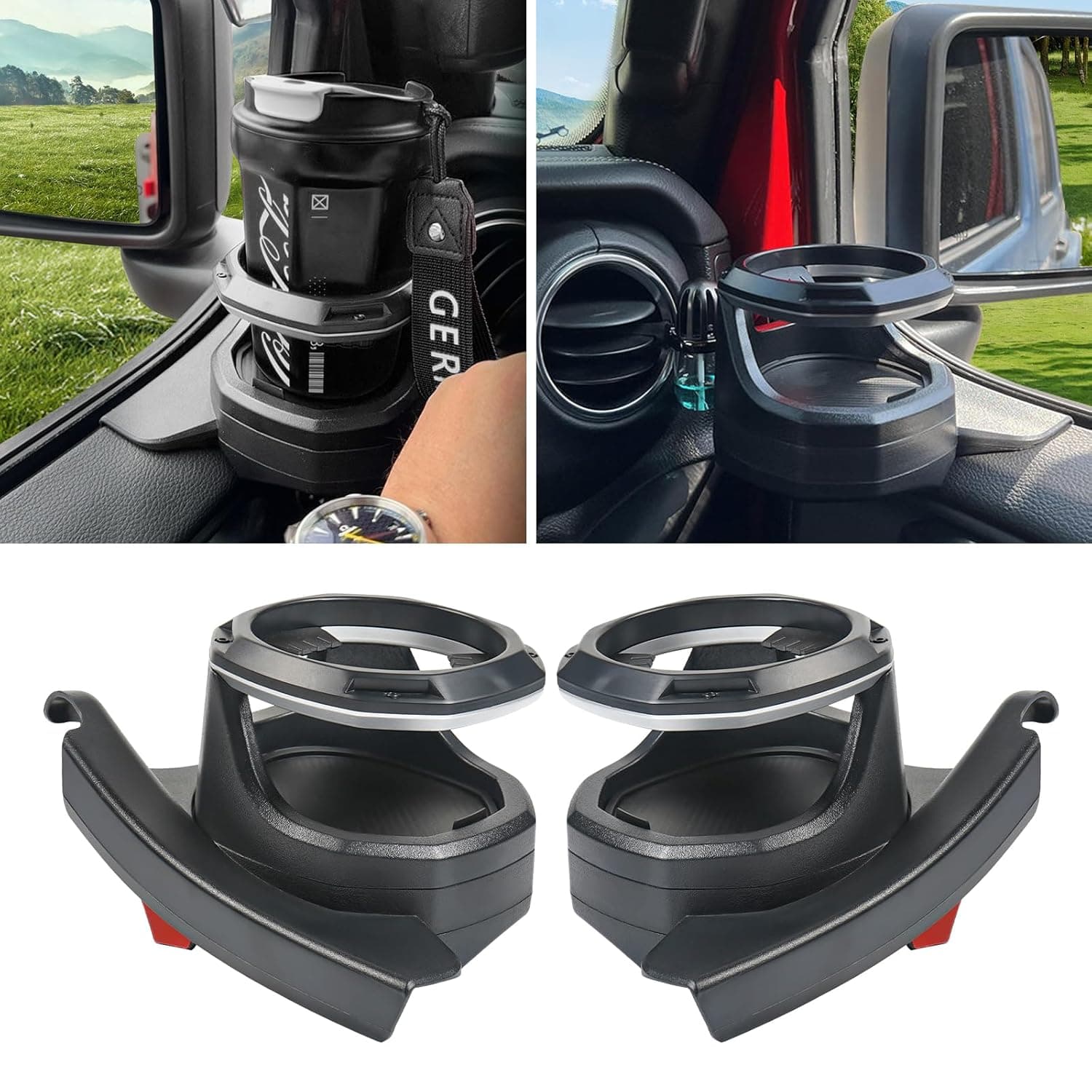 MIKKUPPA Car Cup Holder Compatible with 2018-2024 Jeep Wrangler JL & Jeep Gladiator JT Interior Accessories, Left & Right Side