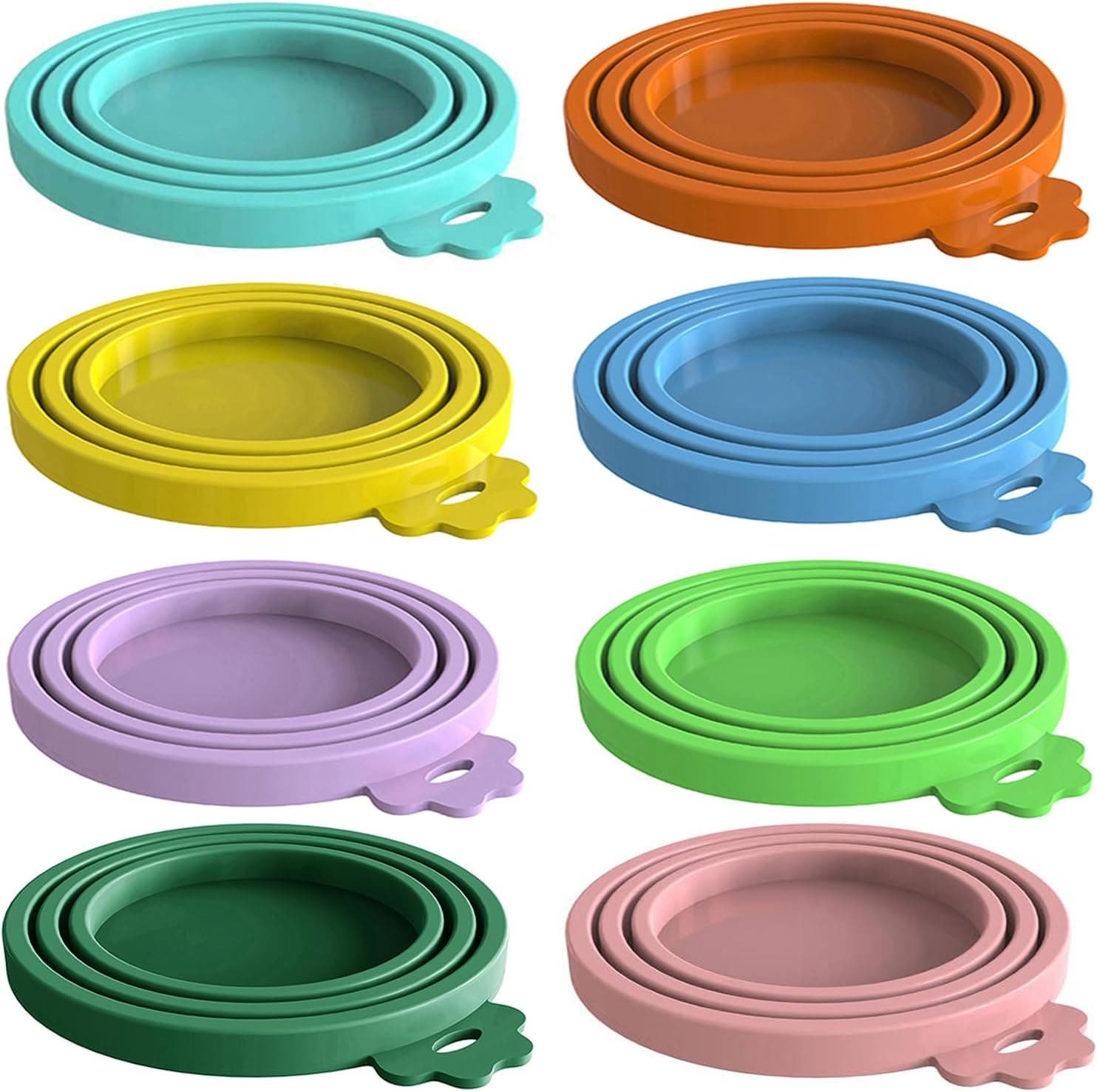 ALMEKAQUZ 8 pack Silicone Pet Food Can Lids for 3 Standard Size Food Cans for Pet Food Cans or Canned Goods, Multicolor