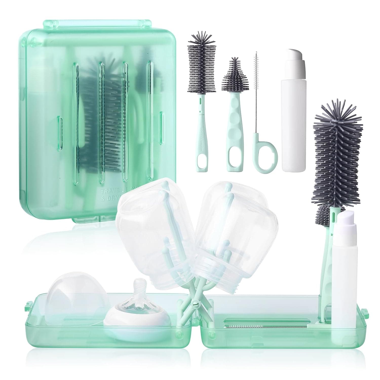 Bottle Cleaner Brush Set Travel Bottle Cleaner Kit Portable Bottle Cleaning Kit Cleaner Brush Set Toddler Cleaning Set Baby Travel Essentials for Flying Toddler Airplane Travel Essentials