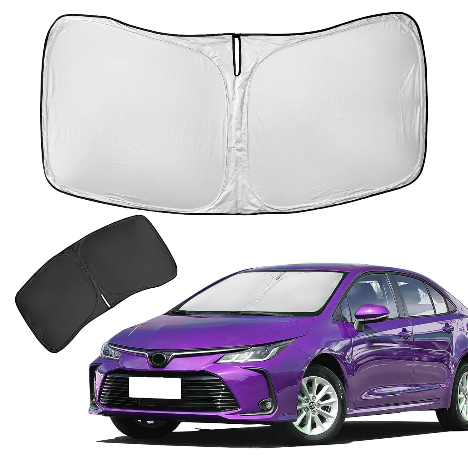 for Toyota Corolla Sun Shade Sunshade Windshield Cover - 4 Layers Front Window Shade for Corolla 2020-2023 2024 Custom Fit Sun Visor - 240T Retractable Shade Blocks UV Rays Car Accessories | Front Window Shade Custom Fit for Corolla Sun Visor - 240T Retractable Shade Blocks UV Rays Car Accessories