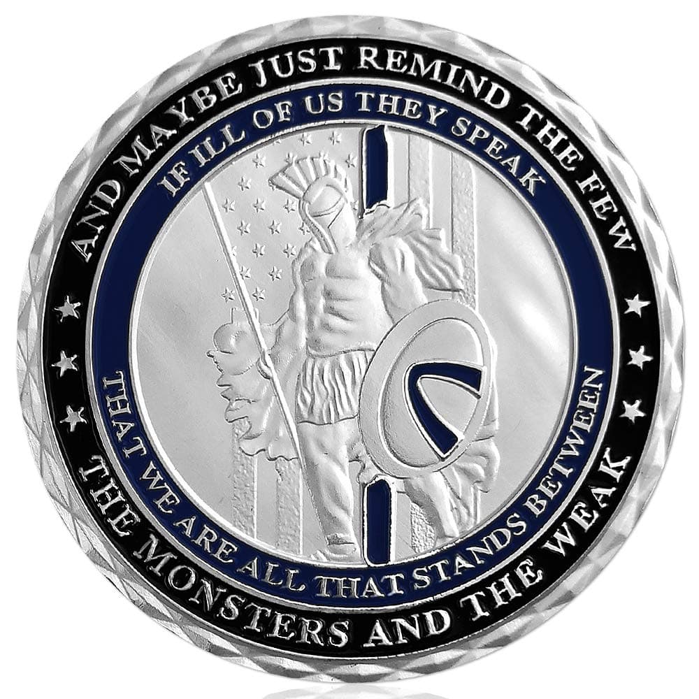 US Thin Blue Line Police Officers Spartan Warriors Challenge Coin Law Enforcement Collection Souvenir Decoration Gift