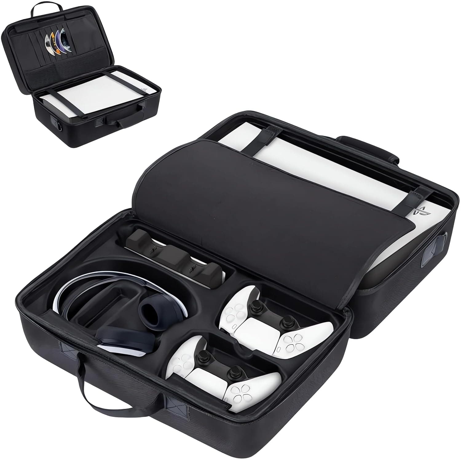 حافظة بلاي ستيشن 5 بهيكل صلب من دوفين، شنطة سفر واقية تحمل وحدة التحكم ووحدة التحكم والقاعدة والملحقات، مقاومة للصدمات والماء والخدش