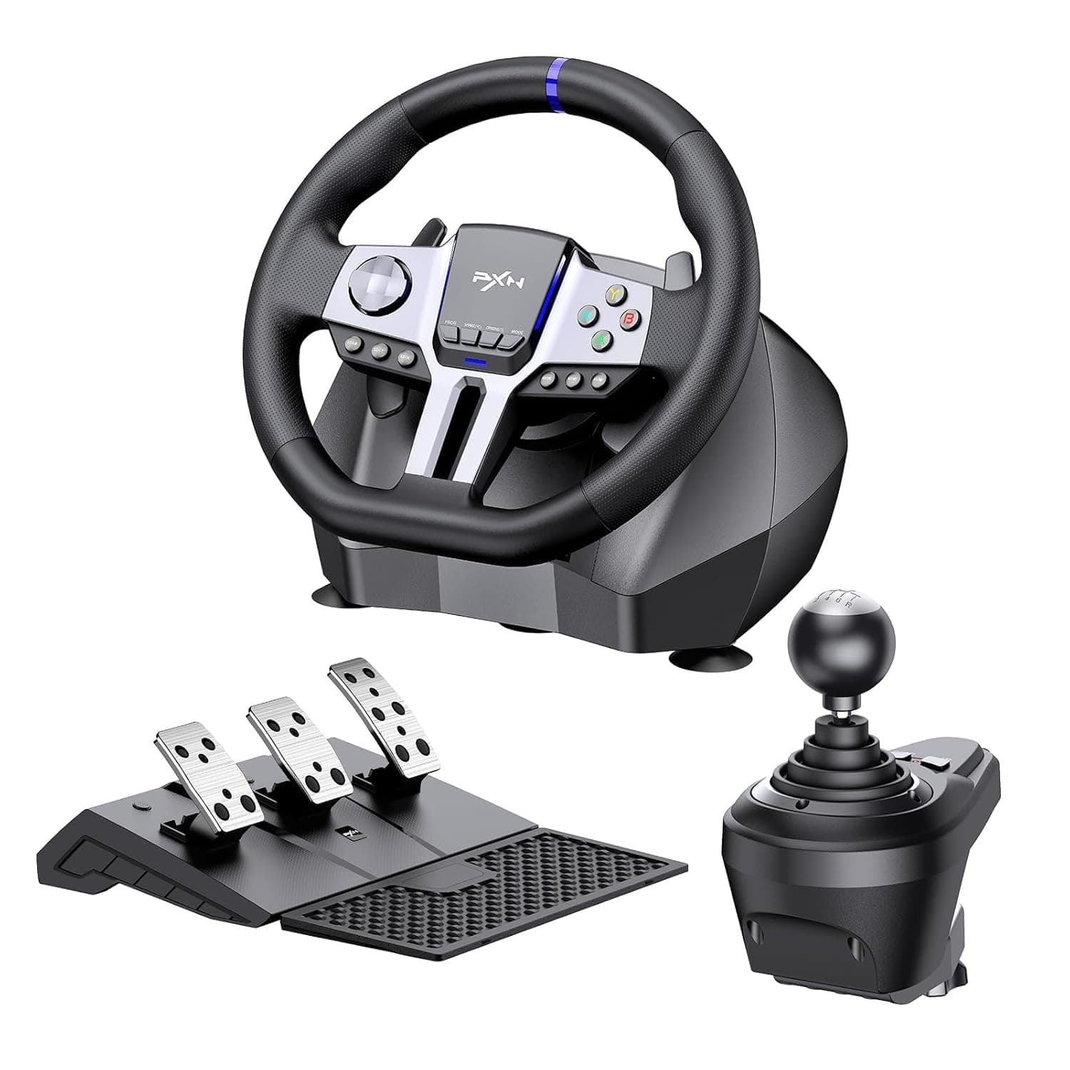 PXN V9 Gen2 Racing Wheel - Simulation Steering Wheel 270° / 900° Rotation, Force Feedback with Gear Shifter & Pedals for PS4, PS5 (via N5 Adapter), PC, Xbox Series X|S, Xbox One, Nintendo Switch
