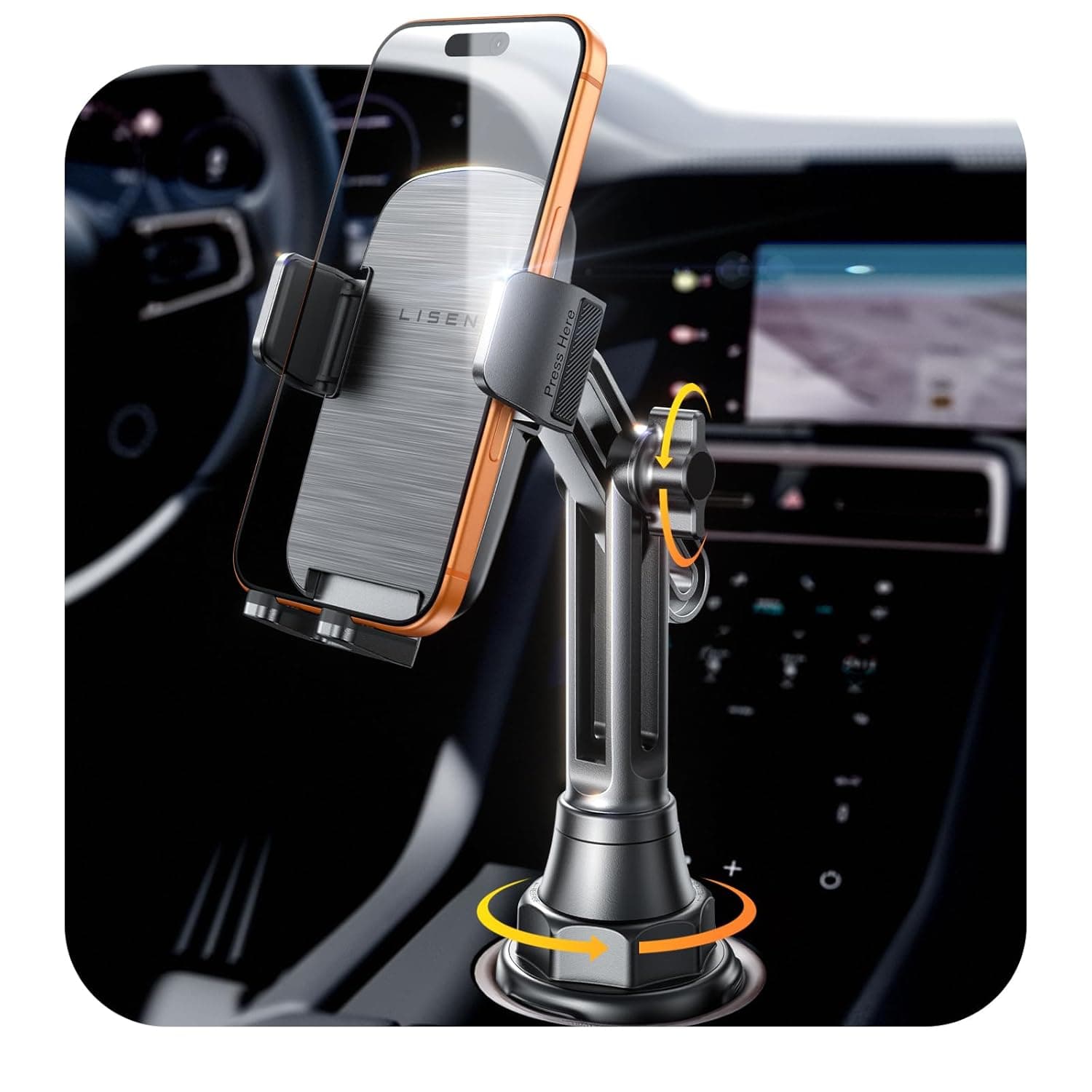 ليسين حامل كأس حامل الهاتف الخليوي لجبل السيارة، 2024 حامل هاتف كأس السيارة الجديد لسيارتك حامل الهاتف الخليوي قابل للتعديل اكسسوارات السيارات الشاحنات عربة الغولف لفون سامسونج جوجل جميع 4-7 بوصة