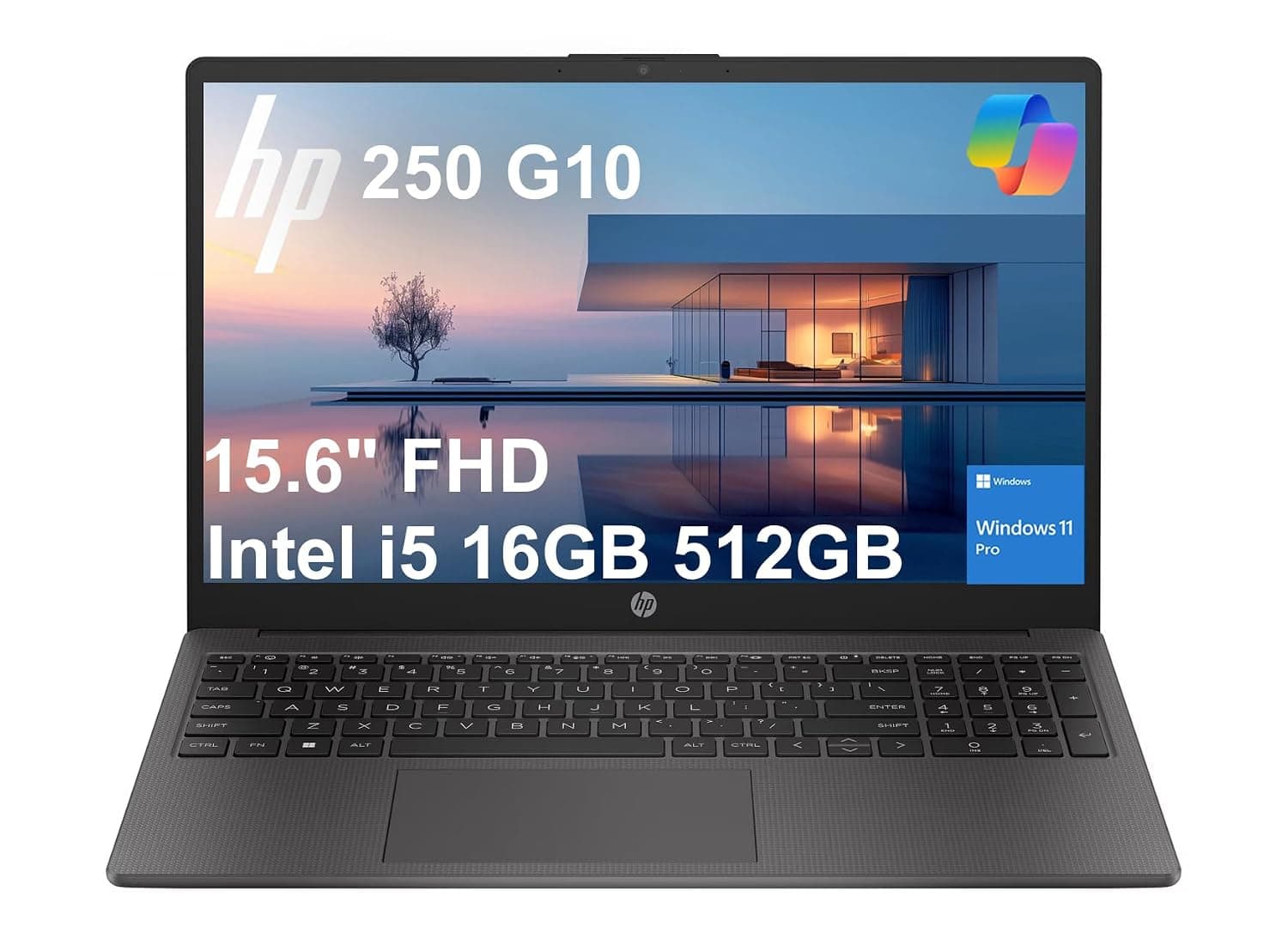 HP 255 G10 Business Laptop (15.6" FHD IPS Anti-glare, AMD Ryzen 5 7530U (> Intel i7-1165G7) 16GB RAM, 512GB SSD) for Home, Student, Webcam, Numeric Keypad, HDMI, Wi-Fi, Bluetooth, Win 11 Pro w/Copilot