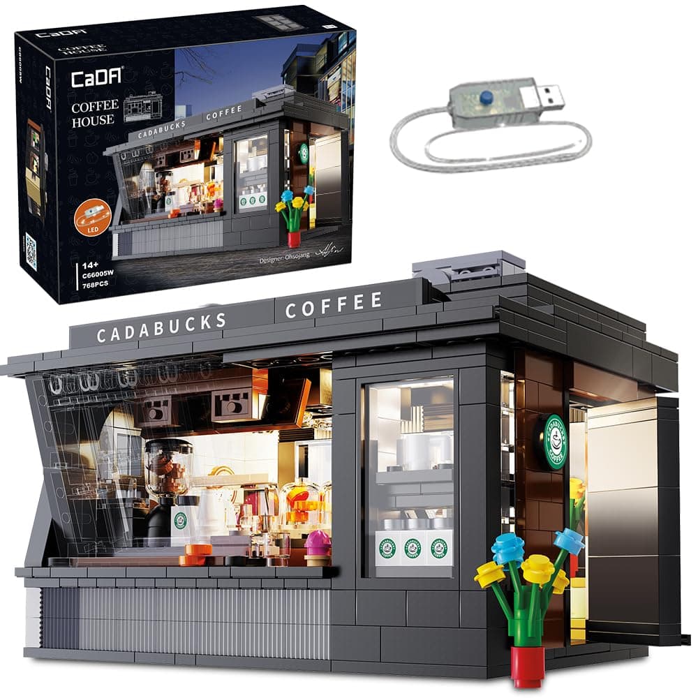 CaDA Master C66005W Japanese Coffee House Building Set,MOC Construction Coffee Shop Modular Buildings with Lights,768PCS City House Idea Collect Gift for Adults