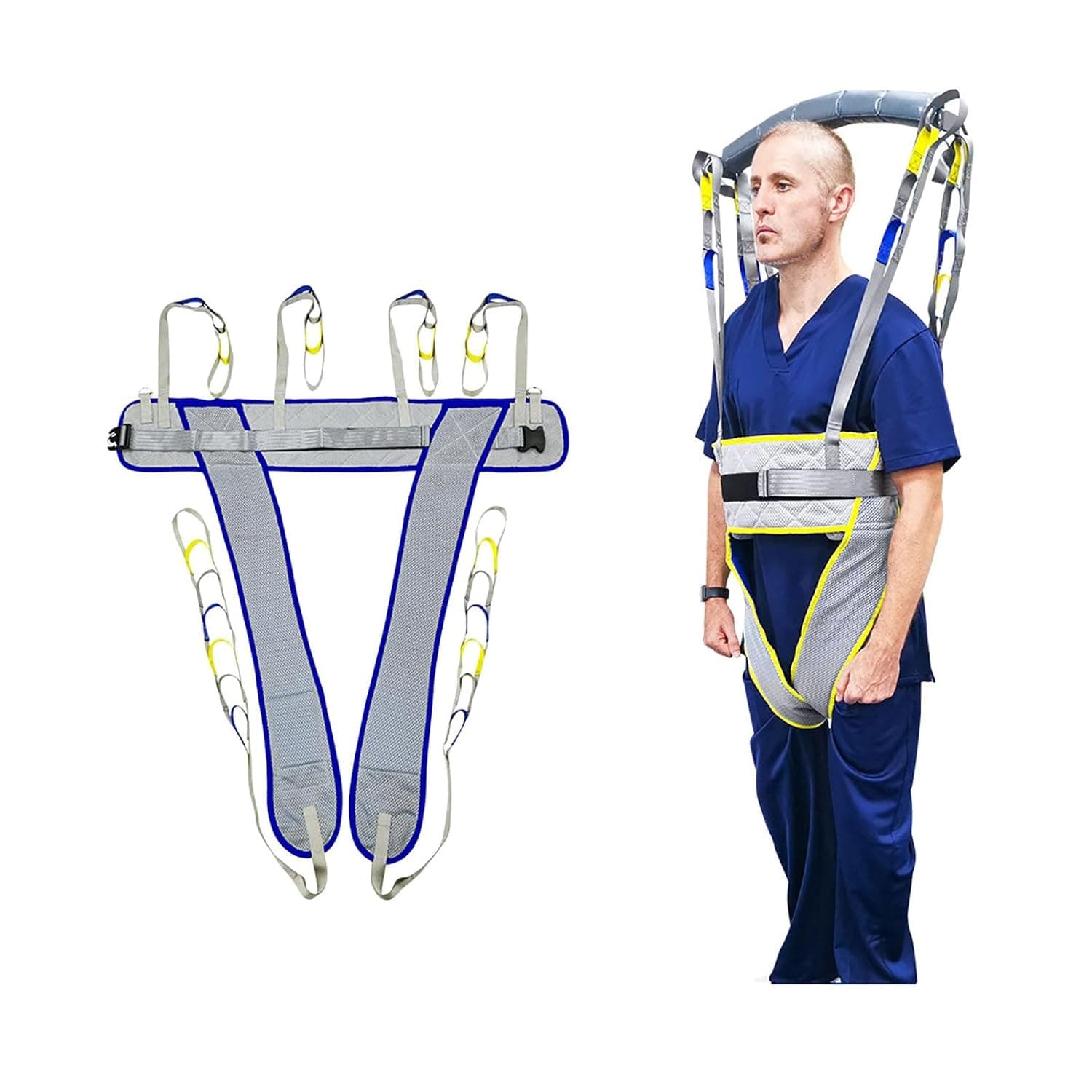 Patient Lift Sling, Standing Walking Sling, Moving Assist Medical Safety Mesh Lifting Sling,Rehabilitation Training Equipment Transfer Belt,for Nursing, Elderly, Disabled(Blue)