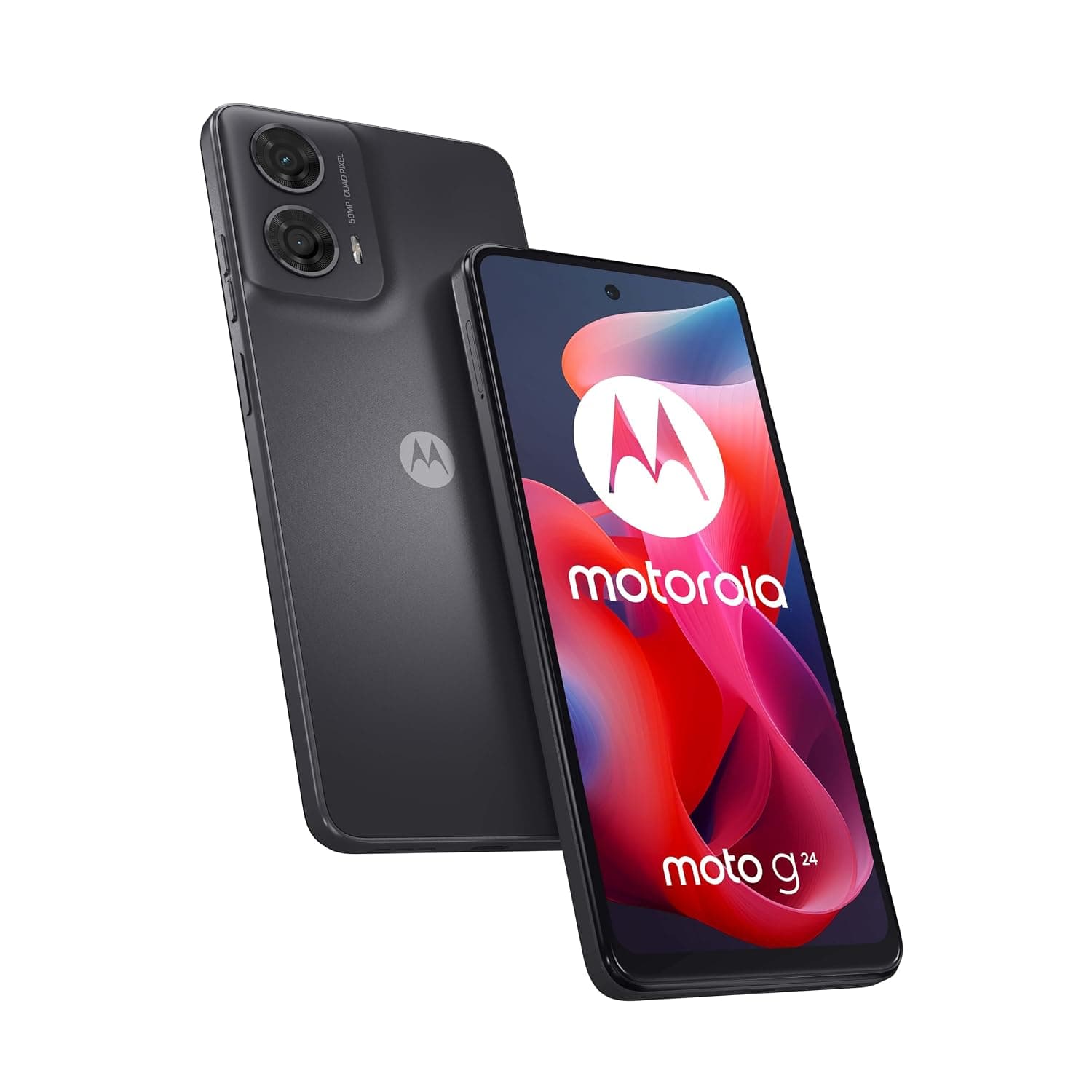 Motorola Moto G24 Dual SIM 128GB ROM + 4GB RAM (GSM ONLY | NO CDMA) Factory Unlocked 4G/LTE Smartphone (Matte Charcoal) - International Version