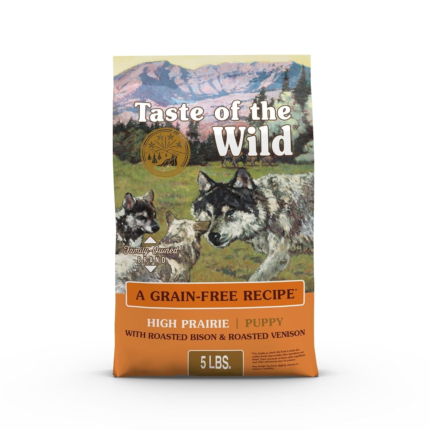 Taste of the Wild Grain Free High Protein Real Meat Recipe High Prairie Puppy Premium Dry Dog Food, 5lb