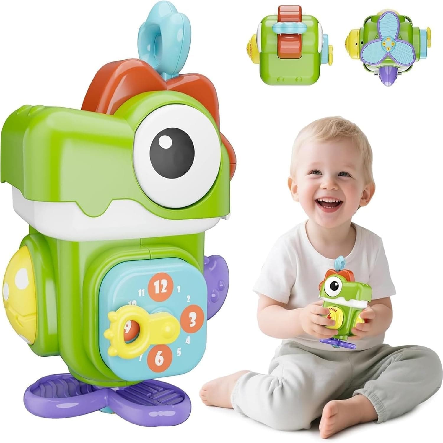 Soofam Dinosaur Busy Cube, Baby Fidget Sensory Toys for Toddlers 1-3, Montessori Activity Cube Travel Educational Toys for Car/Plane, Gift for Boys & Girls12-18 Months