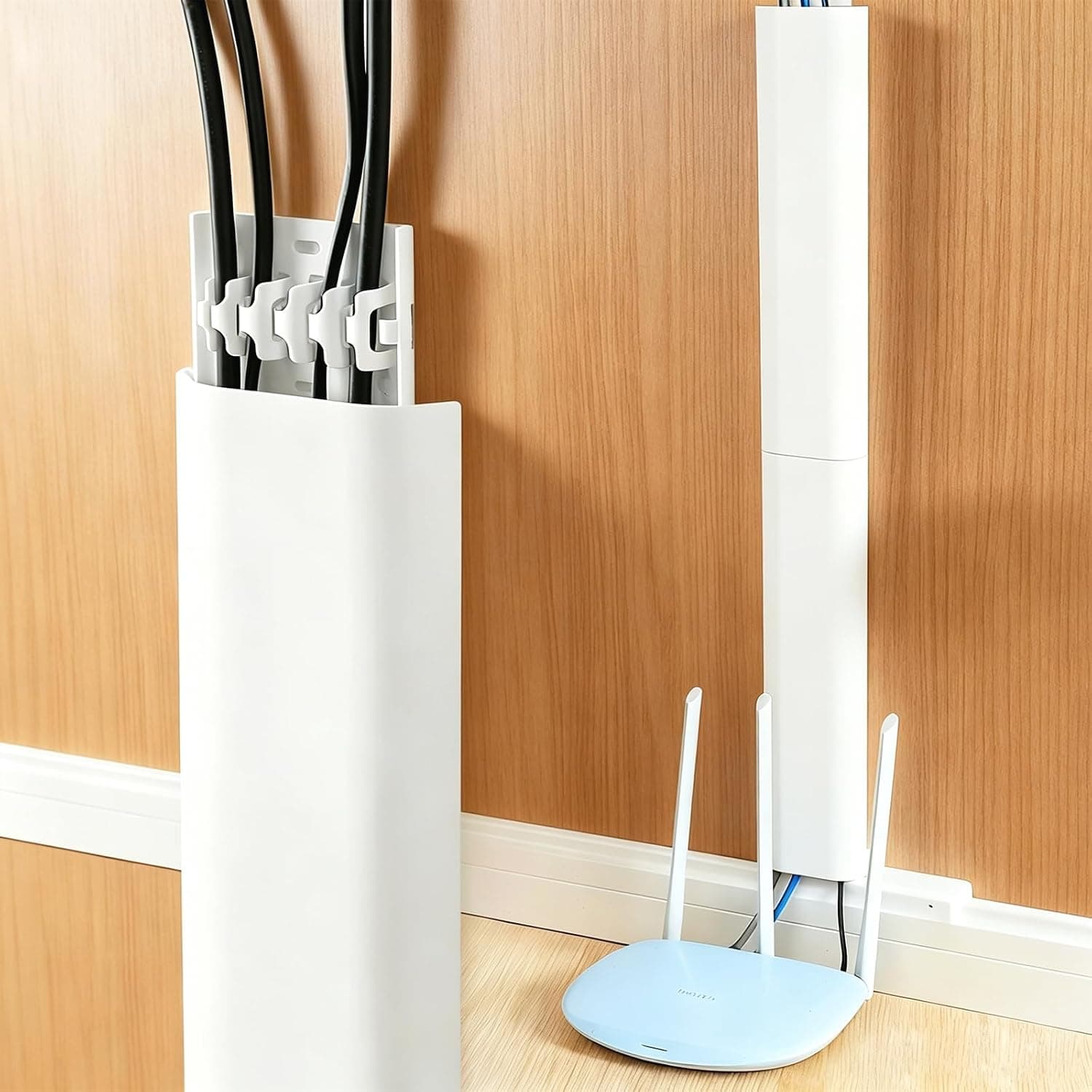 Cable Management Raceway Self Adhesive 30CM, Wall Cord Clip Concealer Channel, Wire Cover Hider for Home Office Desk TV PC(White, 2 Pack)