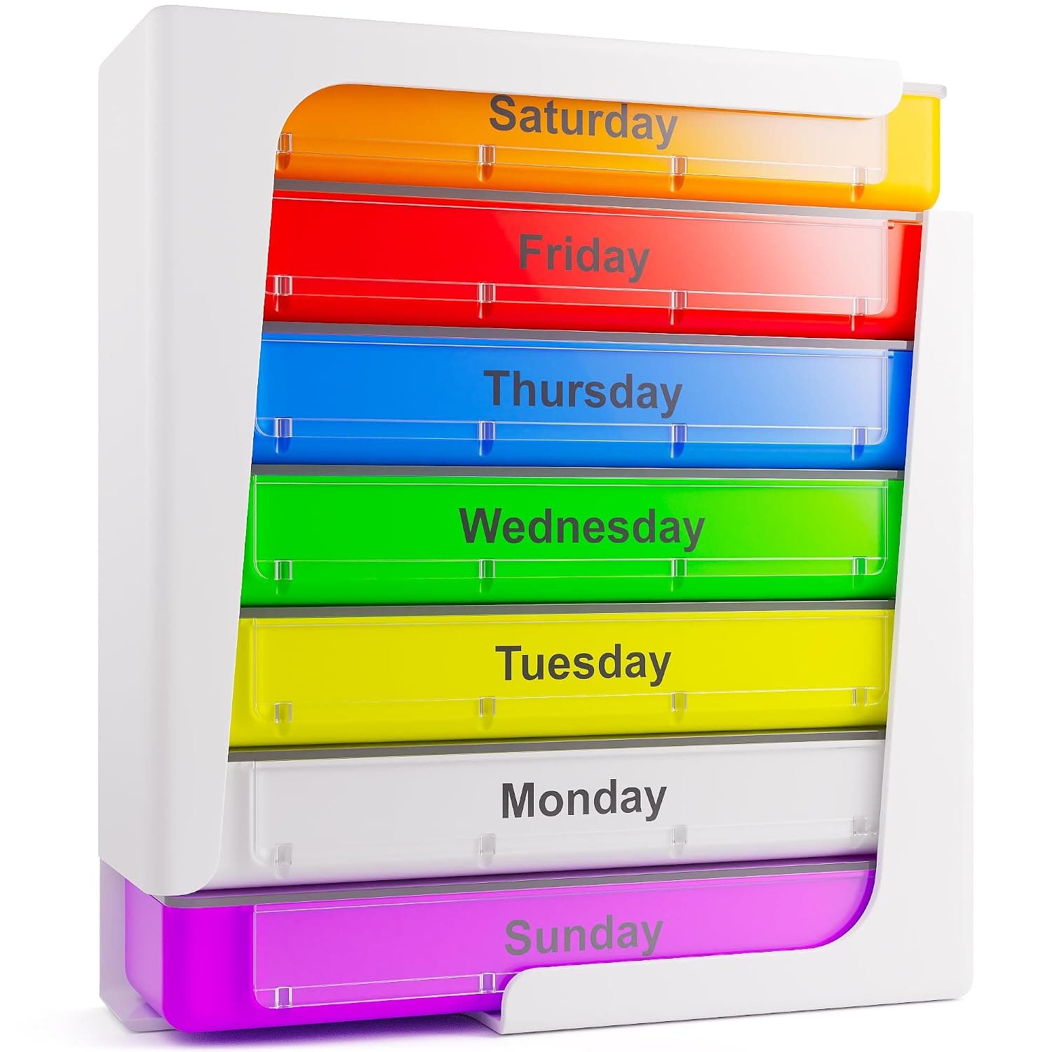 JFA Medical Weekly Stackable Pill Box Organiser/Reminder for Medicines Supplements, Vitamins, 7days, 4 compartments per Day – Morning, Noon, Evening and Bed