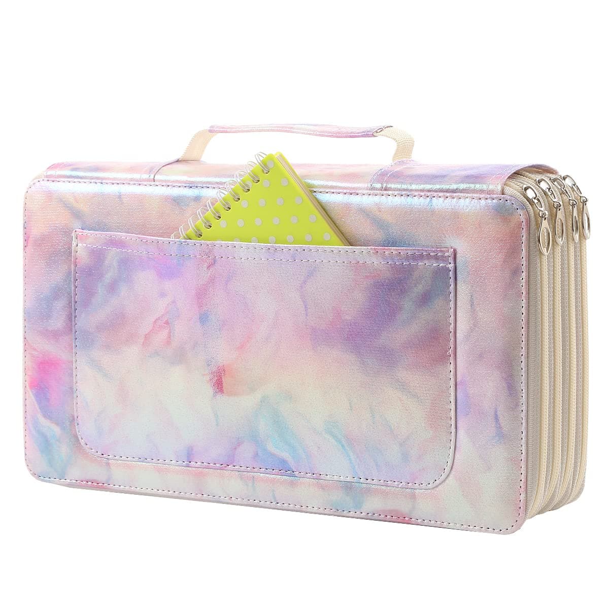 Lbxgap 300 Individual-Slots Pencil Case 4-Layer Zipped Holder w/Handle | Pencils Box Large w/Open Front pocket for Colored Pencils Watercolor Pencils for Office and Travel for Artist