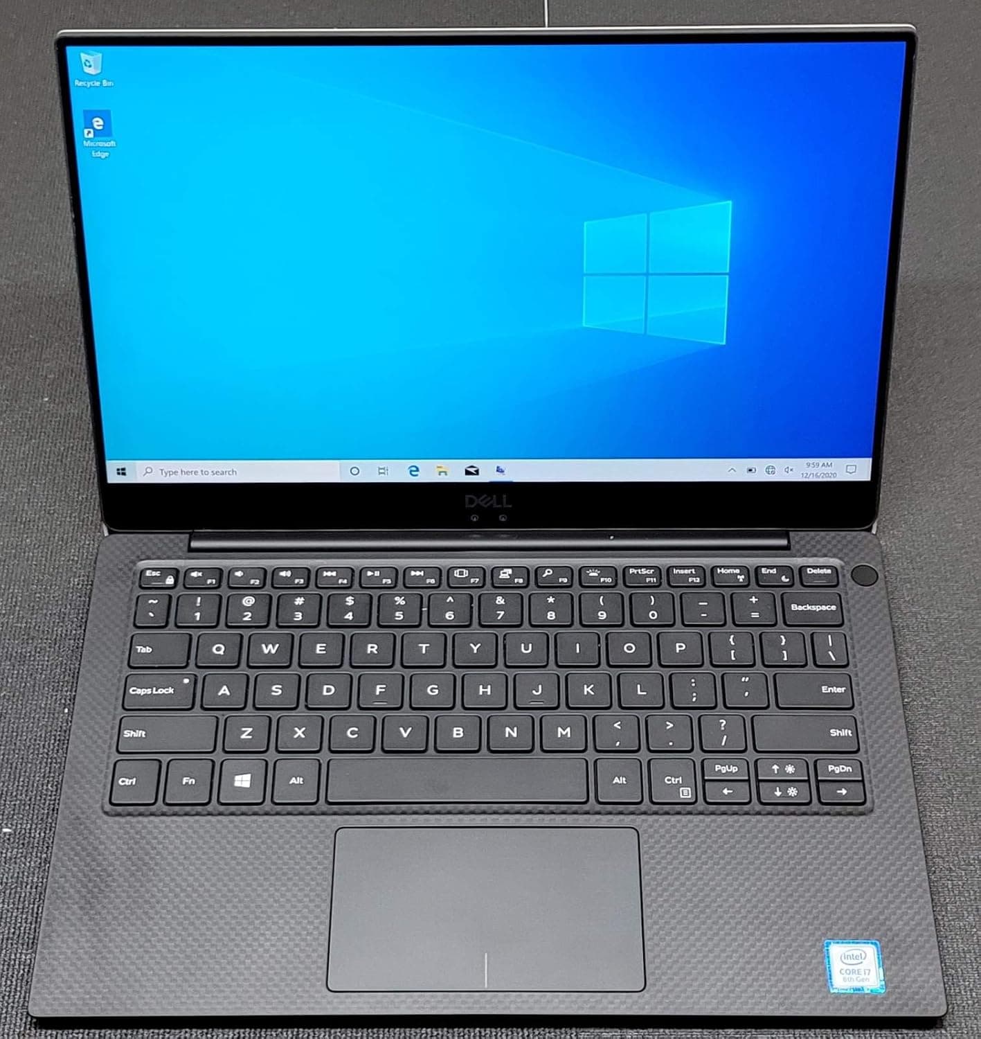 Dell XPS 13 9370 Laptop: Core i7-8550U, 13.3" UHD 4K Touch Display, 256GB SSD, 8GB RAM, Fingerprint Reader, Backlit Keyboard, Windows 10 (Silver)