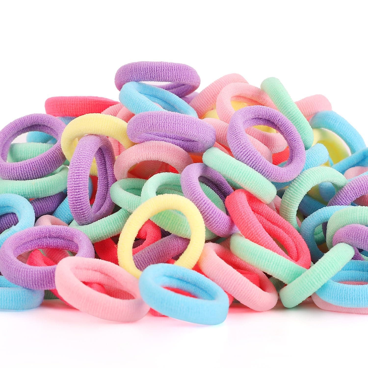 200 Pack Baby Hair Ties, Small Elastic Hair Bands for Toddlers and Girls, Multicolor Mini Ponytail Holders for Pigtails, Colorful Hair Elastics (Macaron Colors)