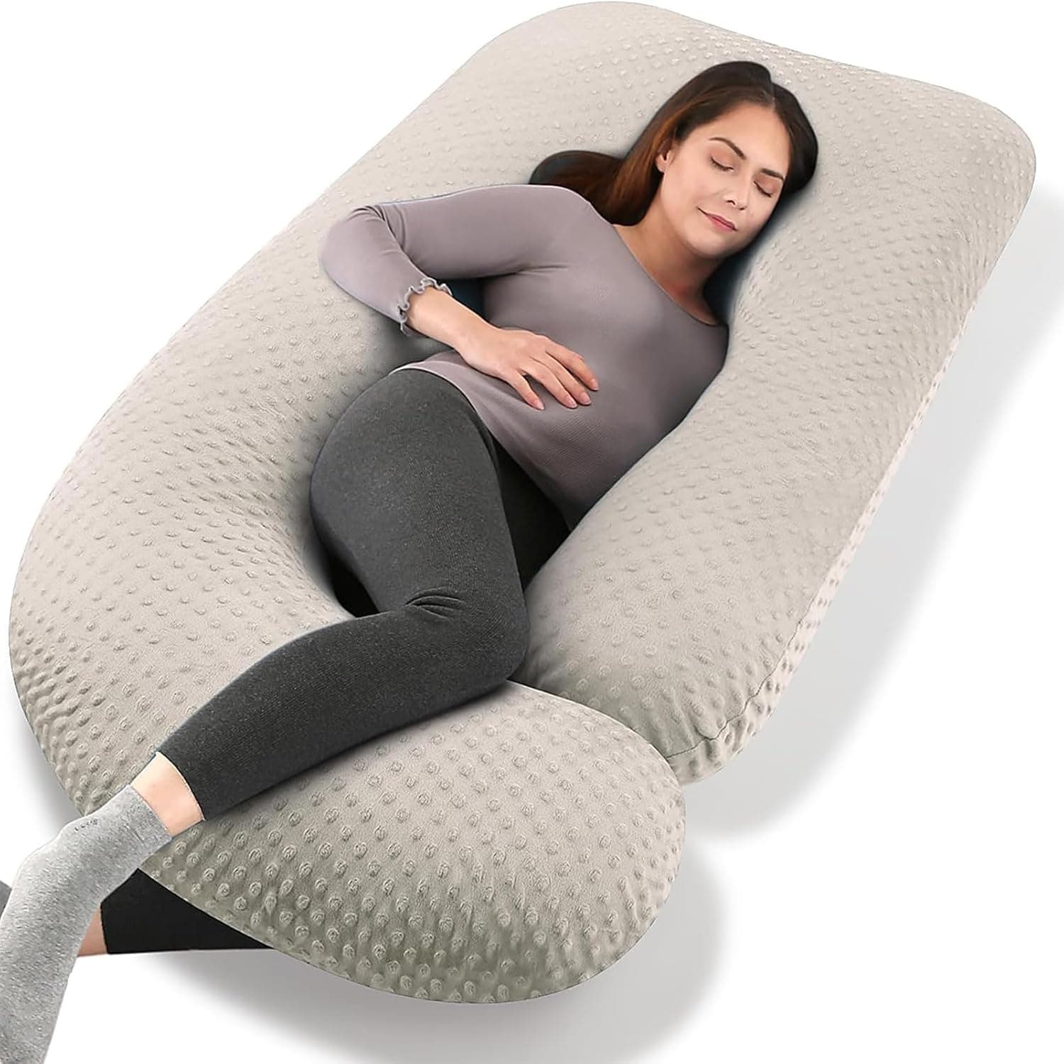 Pregnancy Pillows, 180cm Long Maternity Pillows with Removable Bean Velvet Cover, U-Shape Full Body Pillow, Pregnancy Pillows for Sleeping, Body Pillows for Adults, Maternity Pillow