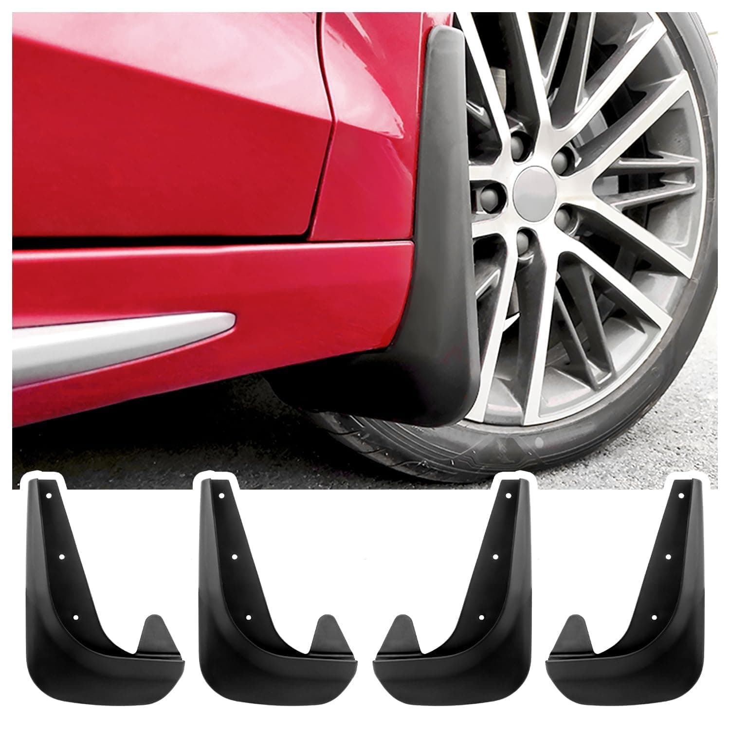 Mud Flaps for Car Front & Rear Wheel, Universal Splash Guard Automotive Exterior Accessories Fits, for Car SUV RV Truck, Car Essentials Mud Guards with Installation Tools (4 PCS)