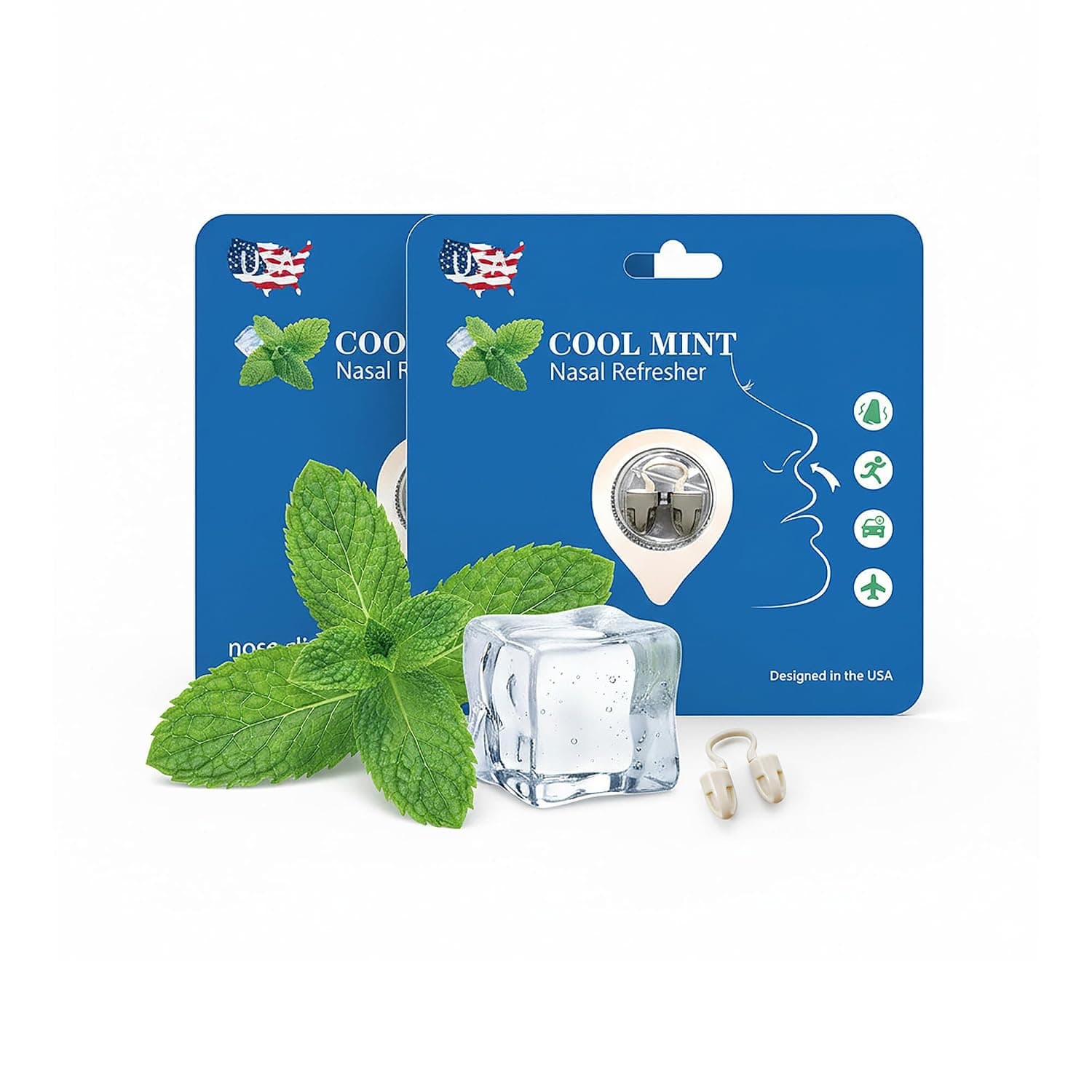Peppermint Aromatherapy Nose Clip, Soft Wearable for Driving & Work | Natural Peppermint Aroma Soft PP/PE Fit Hands-Free Lightweight 8H Freshness Ideal for Driving & Work