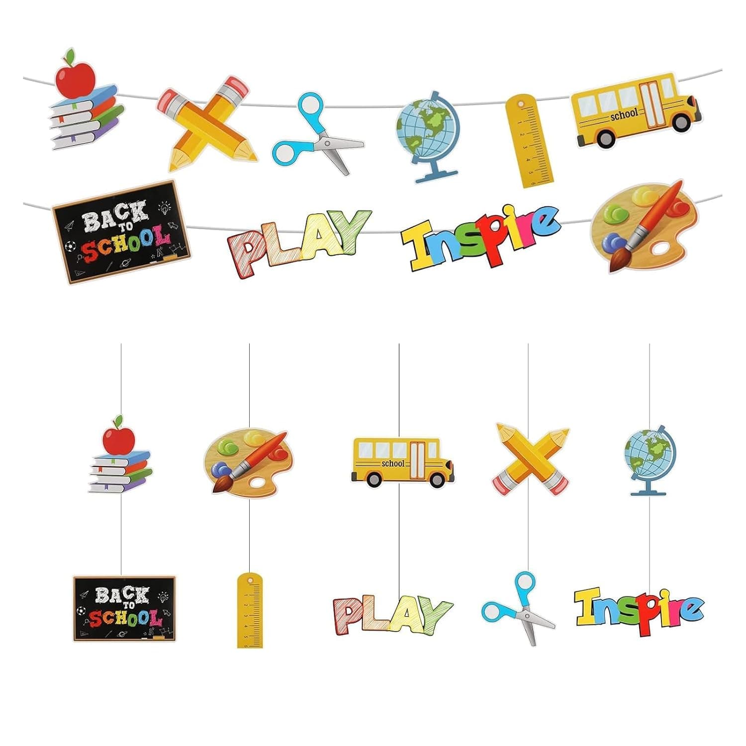 MuSylonz 48PCS Welcome Back to School Banner, Multicolor Classroom Wall Decor, Hanging Banner for School Party And Bulletin Board Decorations, Back to School Classroom Decorations (Multiple Colors)