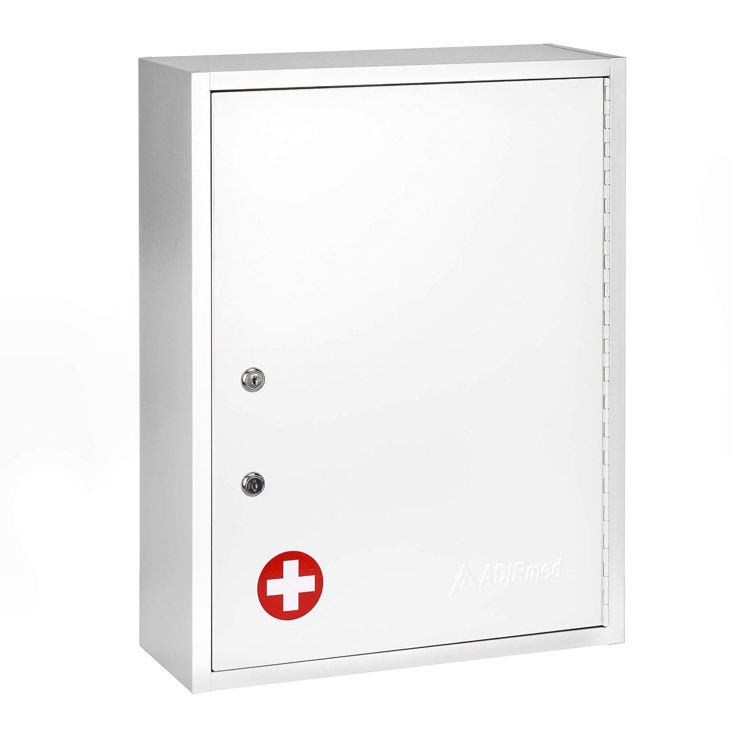 AdirMed Large Dual-Lock Medicine Cabinet – Wall Mounted & Secure Steel Medicine Pills & First Aid Kit & Emeergency Kit Box with Locks for Home Office & School Use (White)…