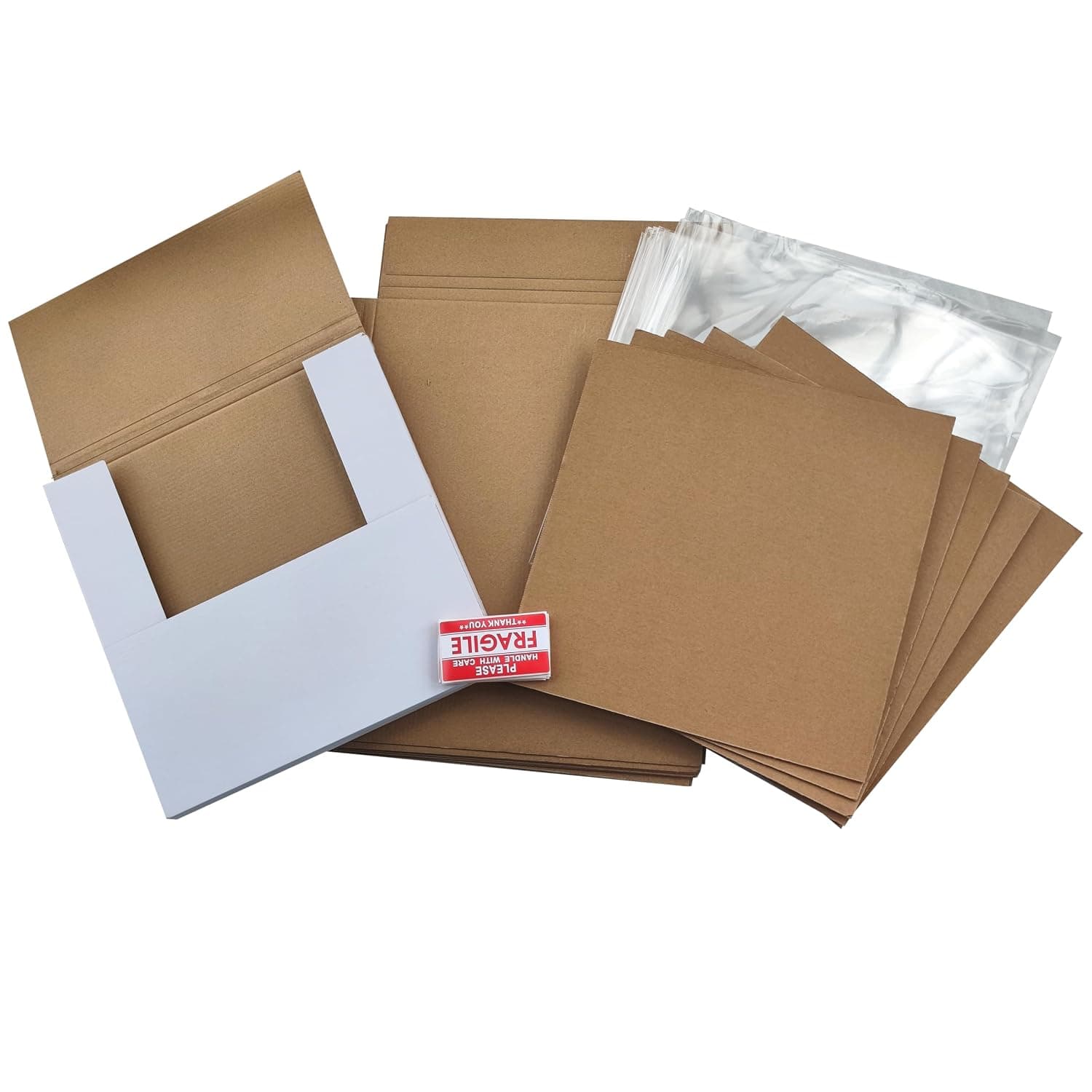 Vinyl Record White LP Shipping Boxes Set 12.5" x 12.5" x 1" Record Mailers Corrugated Cardboard Boxes Album Paper Box (5)