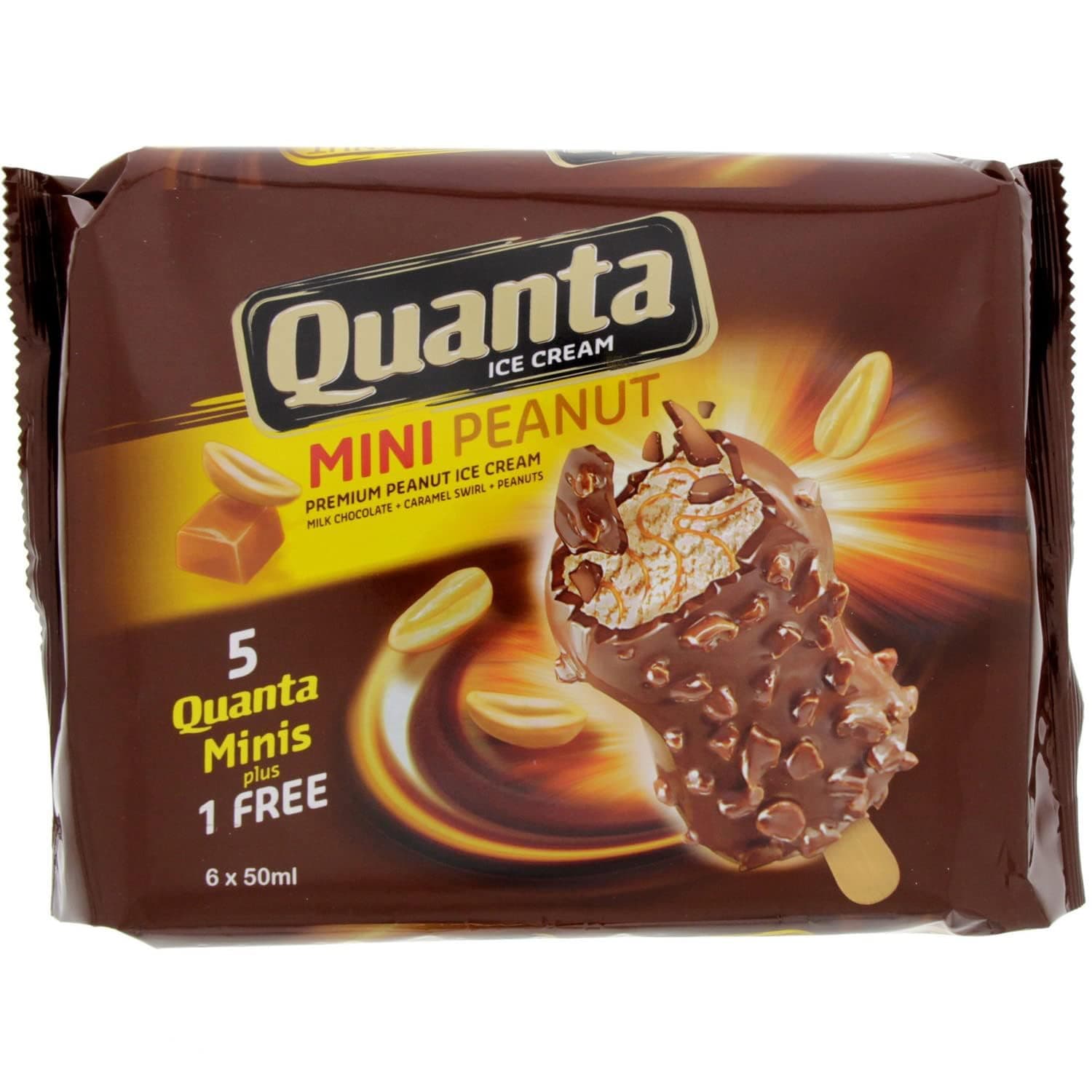 Quanta Mini Ice Cream Stick Peanut 50 ml, Pack of 6, UAE