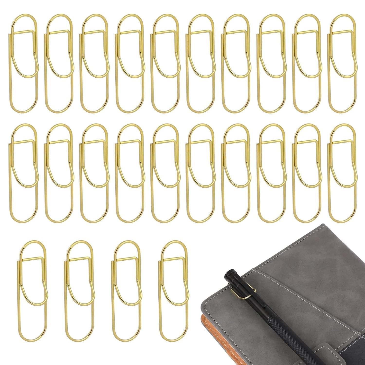 24Pcs Metal Pen Clips - Multi-Function Pen Holder Clips and Bookmarks - Perfect for Notebook, Bills, Pencil Holders, Paper Clips - Stylish Stationery Tool