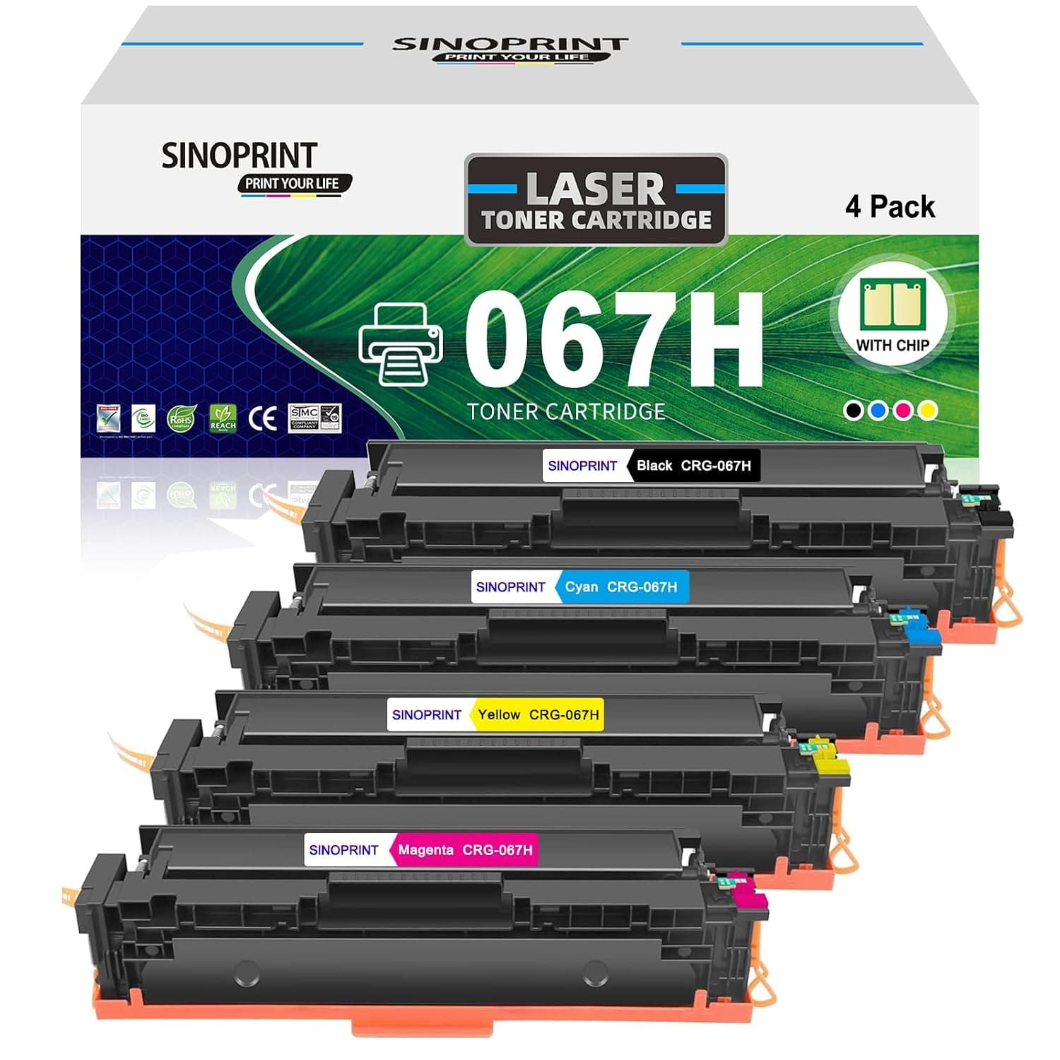 067H Toner with Chip Compatible with Canon 067H 067 Toner for Canon i-SENSYS MF657Cdw MF655Cdw MF651Cw LBP631Cw LBP633Cdw LBP632Cdw MF653Cdw MF654Cdw MF656Cdw (Black Cyan Yellow magmagmag | For Canon i-SENSYS LBP633Cdw MF655Cdw MF657Cdw MF651Cw LBP631Cw LBP632Cdw MF653Cdw MF654Cdw MF656Cdw, Pack of 4