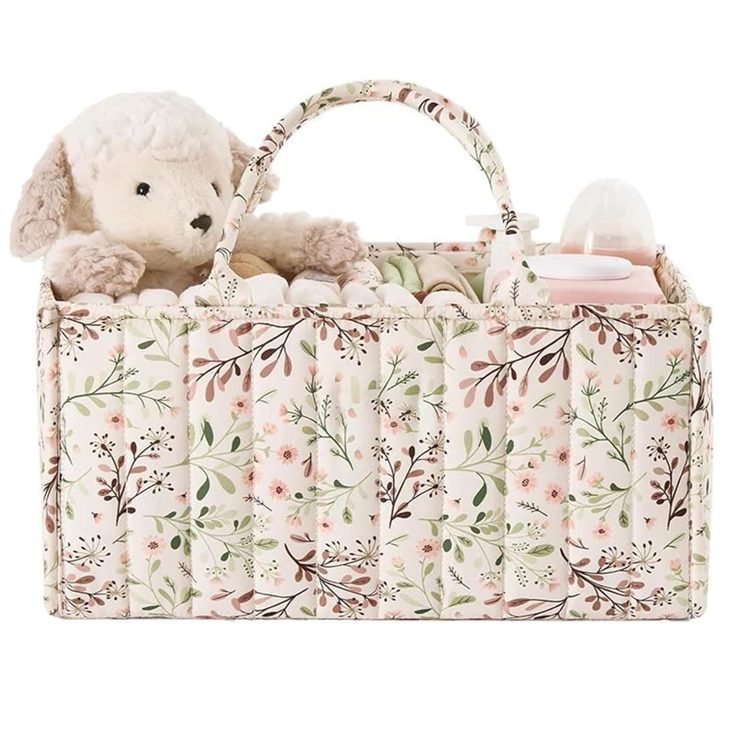 Homarket Diaper Caddy Organizer, Storage Basket with Dividers, Newborn Essentials, Nursery Essentials Storage Basket Bin for Storing Diapers and Other Baby Products